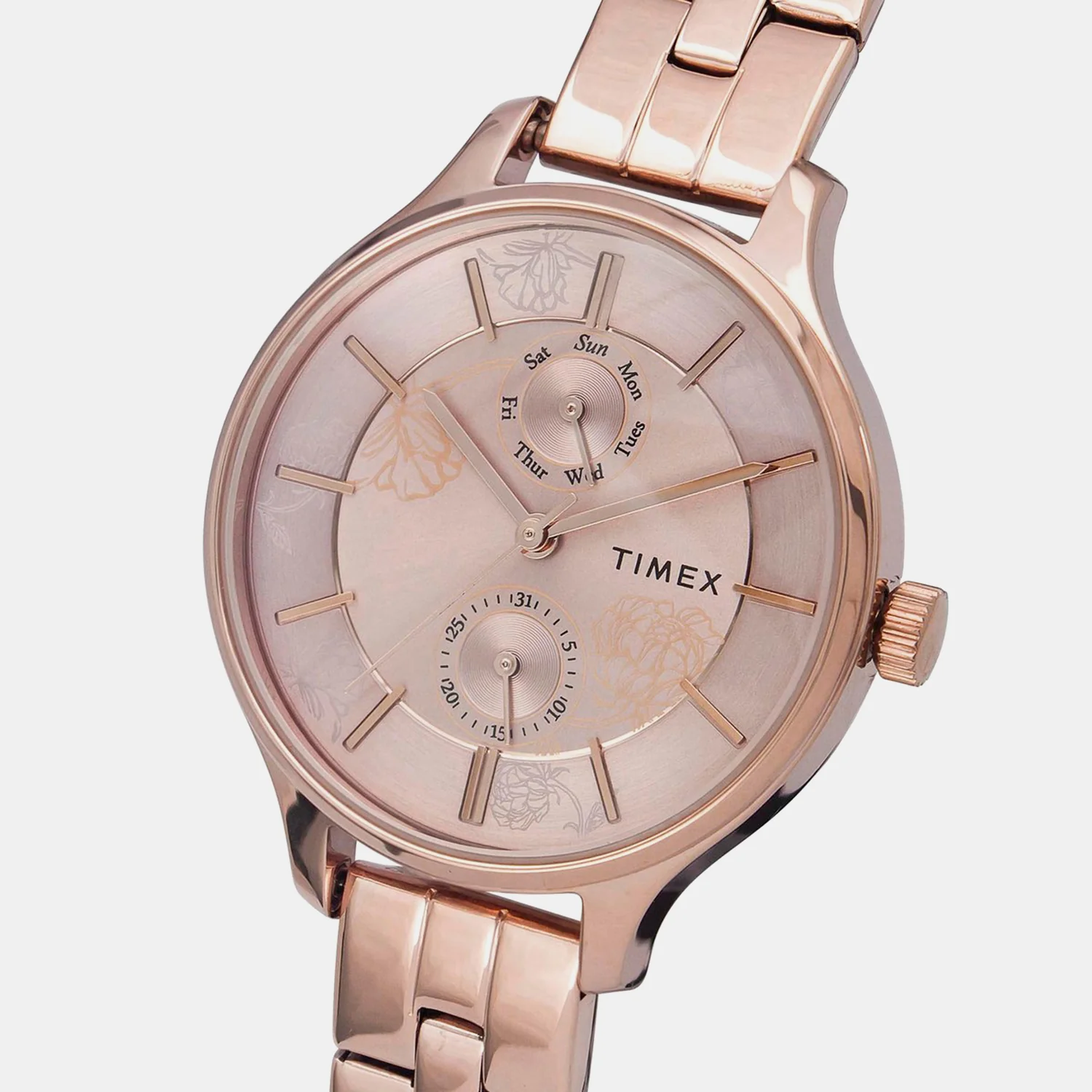 Fashion Women Quartz Pink Dial Chronograph Stainless Steel Watch TWEL14804 - Image 2