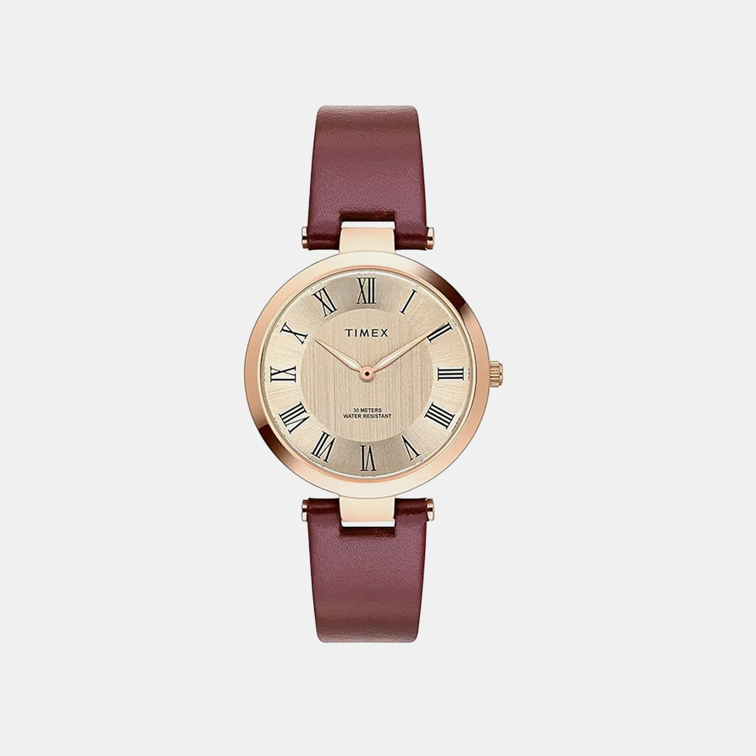 Fashion Women Quartz Rose Gold Dial Analog Leather Watch TWEL19211
