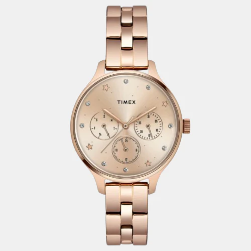 Fashion Women Quartz Rose Gold Dial Chronograph Brass Watch TWEL14814