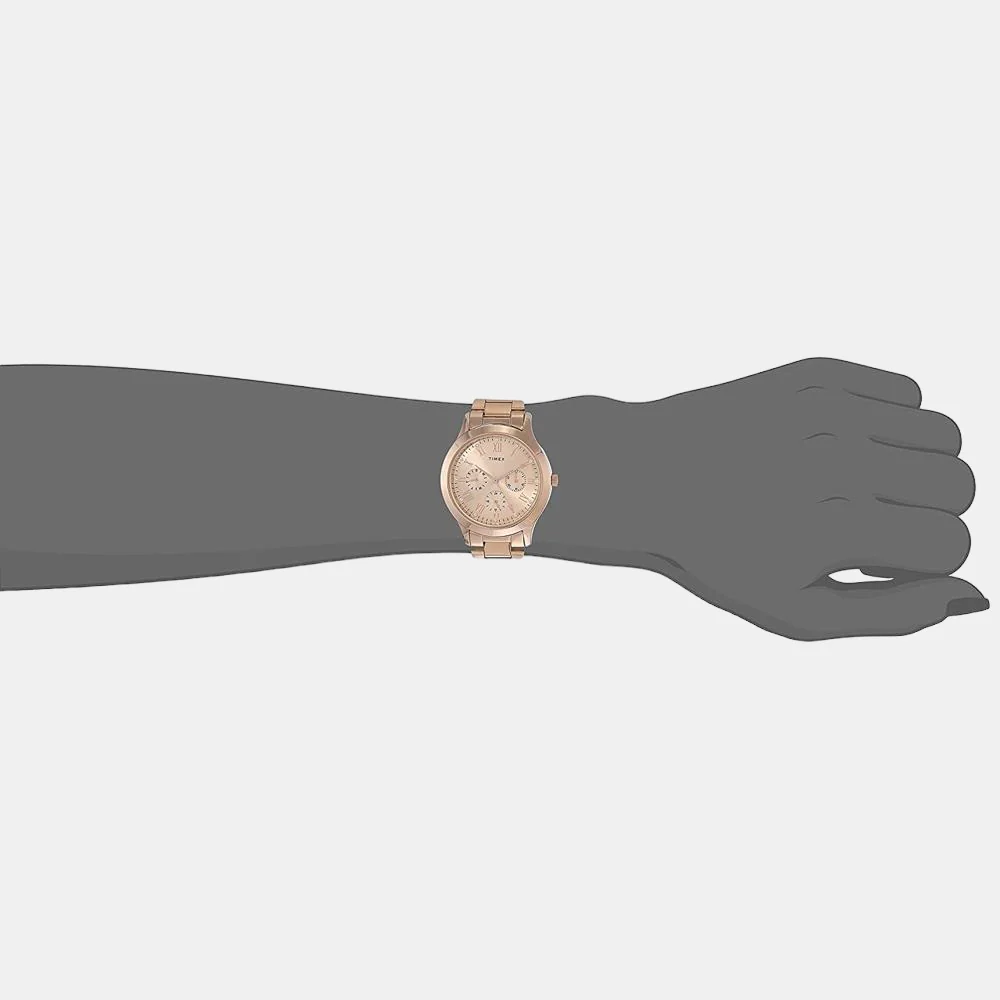 Fashion Women Quartz Rose Gold Dial Chronograph Stainless Steel Watch TW000Q810 - Image 3