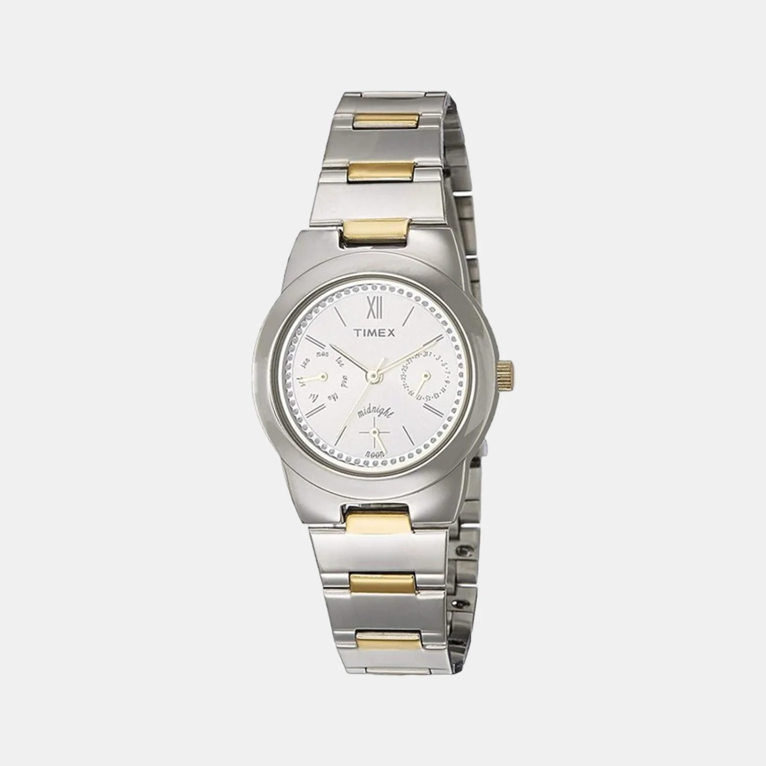 Fashion Women Quartz Silver Dial Analog Stainless Steel Watch TW000J108