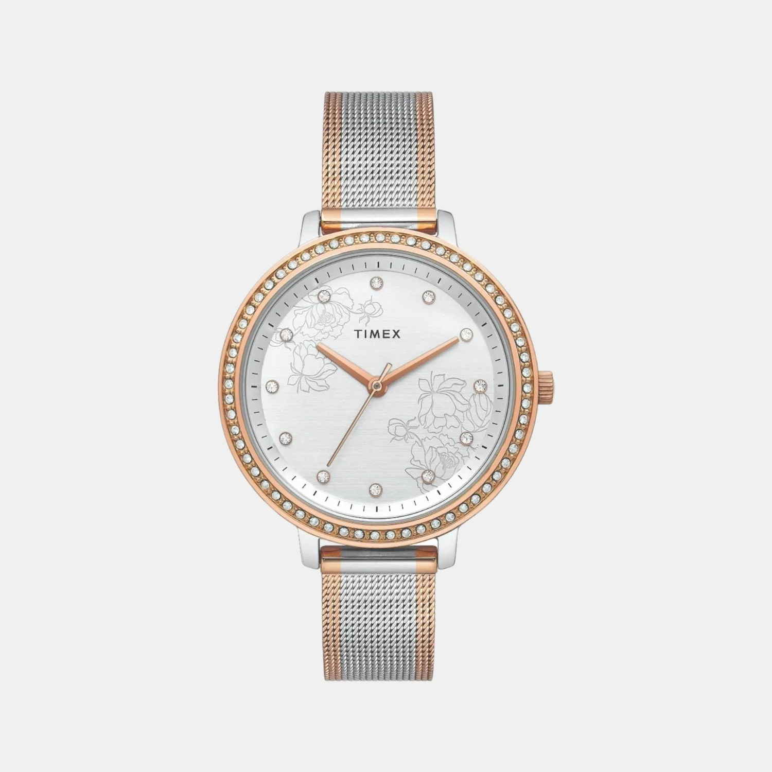 Fashion Women Quartz Silver Dial Analog Stainless Steel Watch TWEL14703