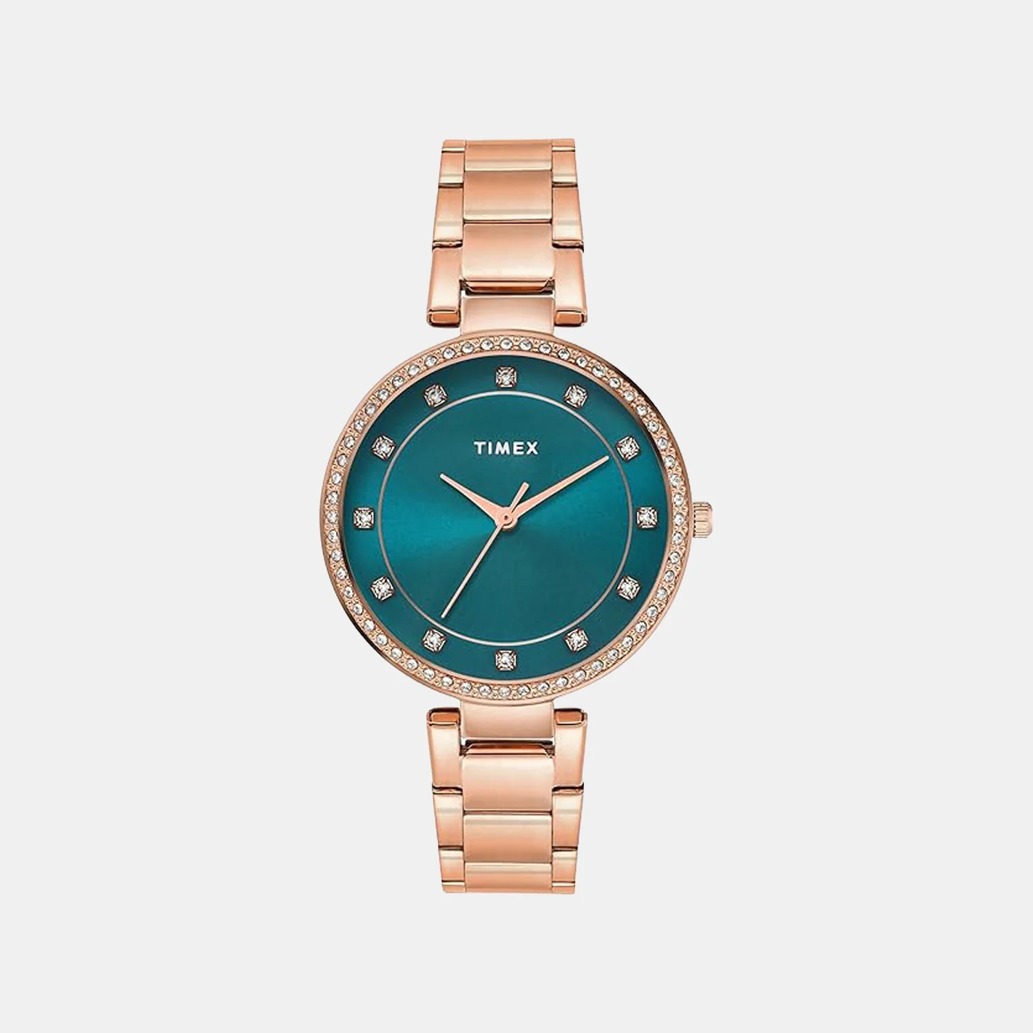 Fashion Women Quartz Teal Dial Analog Stainless Steel Watch TWEL18727