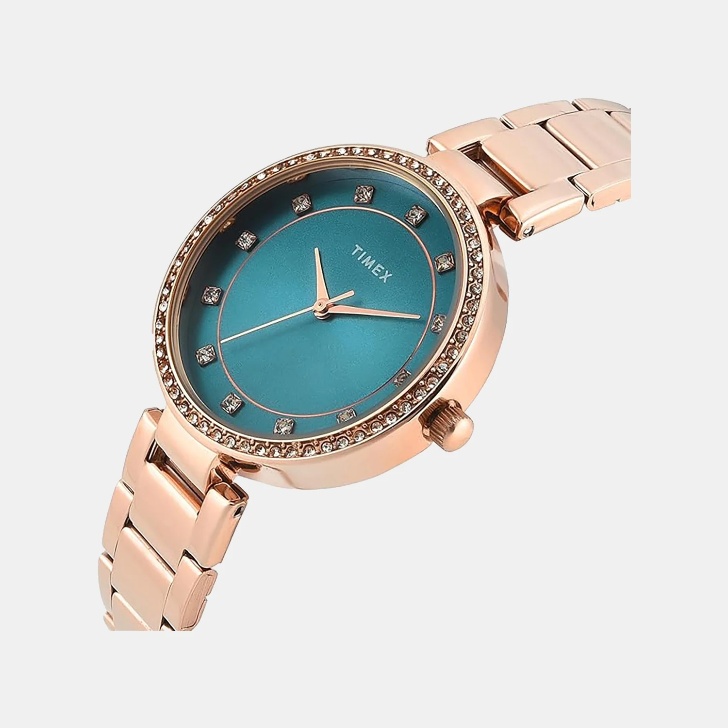 Fashion Women Quartz Teal Dial Analog Stainless Steel Watch TWEL18727 - Image 2
