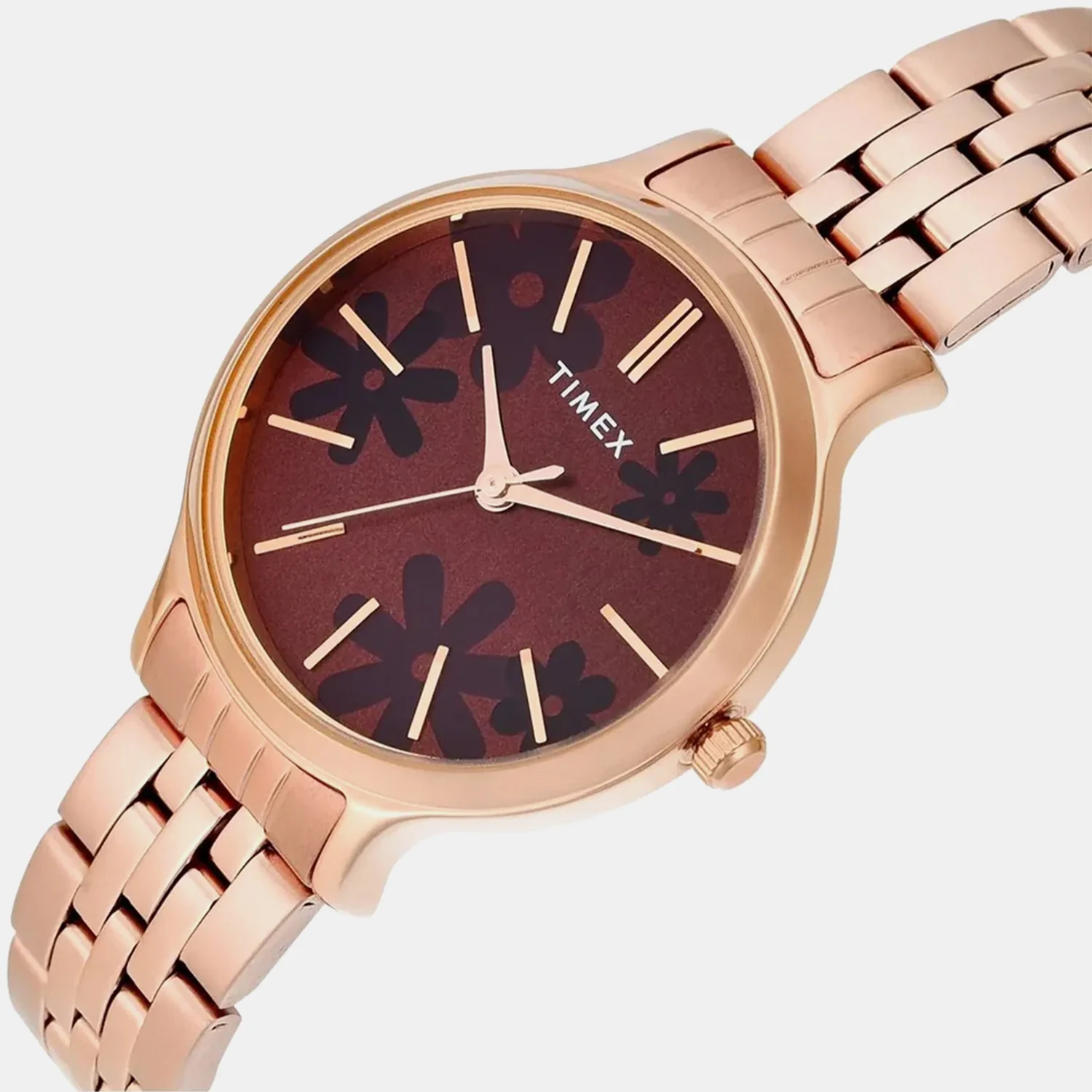 Floret Women Quartz Maroon Dial Analog Stainless Steel Watch TWTL12314 - Image 2