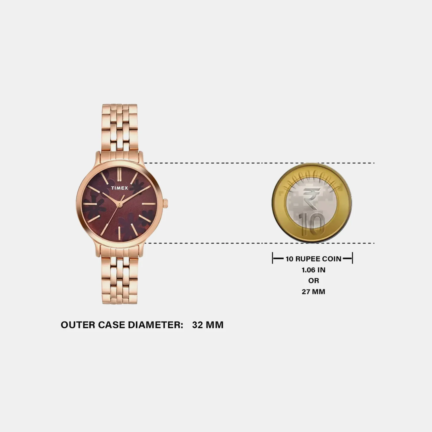 Floret Women Quartz Maroon Dial Analog Stainless Steel Watch TWTL12314 - Image 5