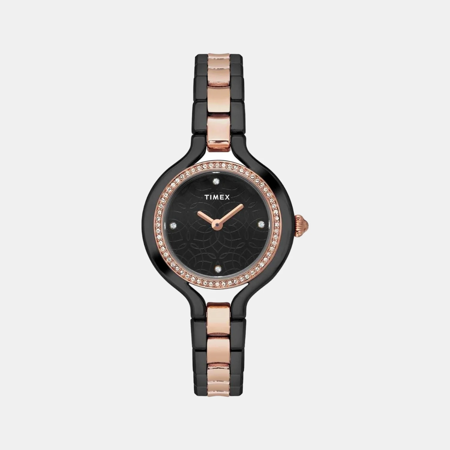 Fria Women Quartz Black Dial Analog Stainless Steel Watch TWEL14010