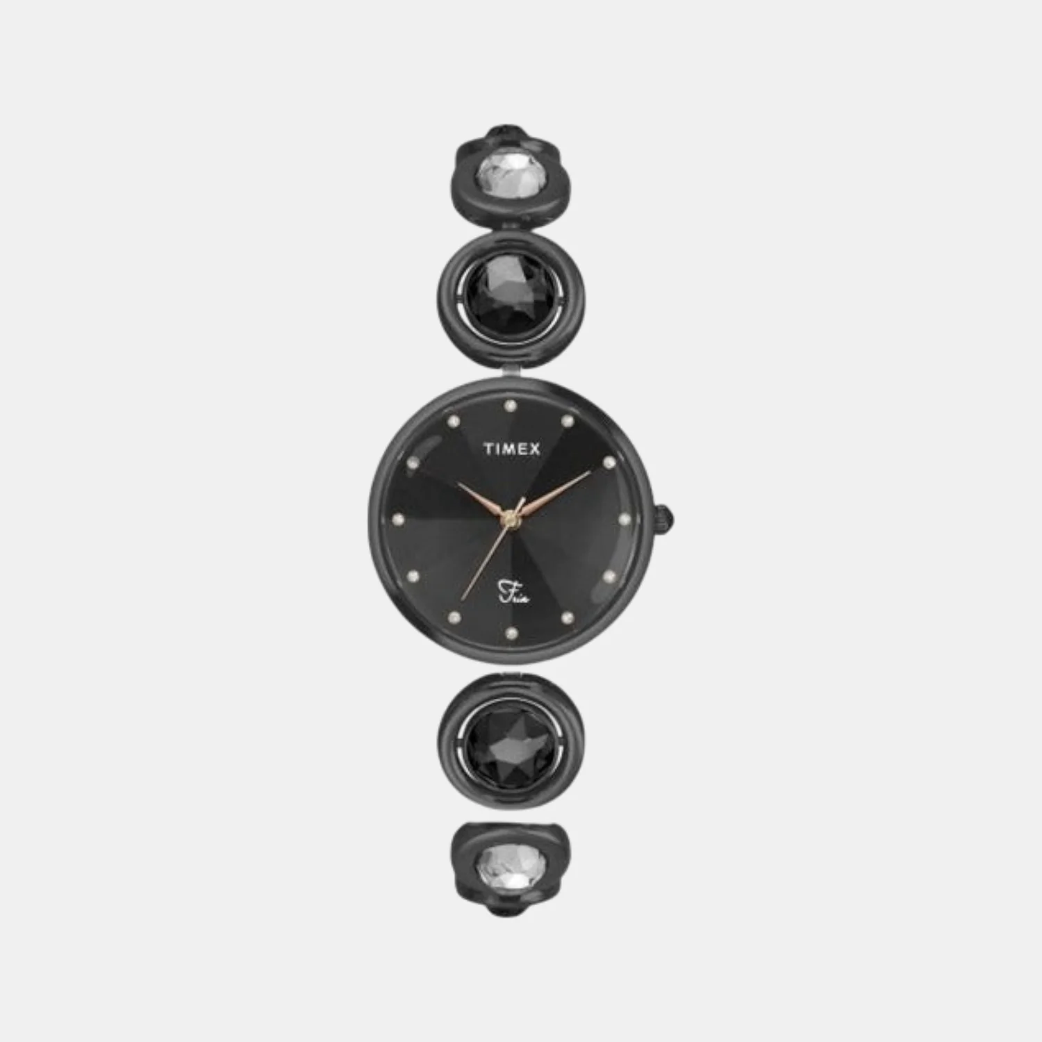 Fria Women Quartz Black Dial Analog Stainless Steel Watch TWEL16401