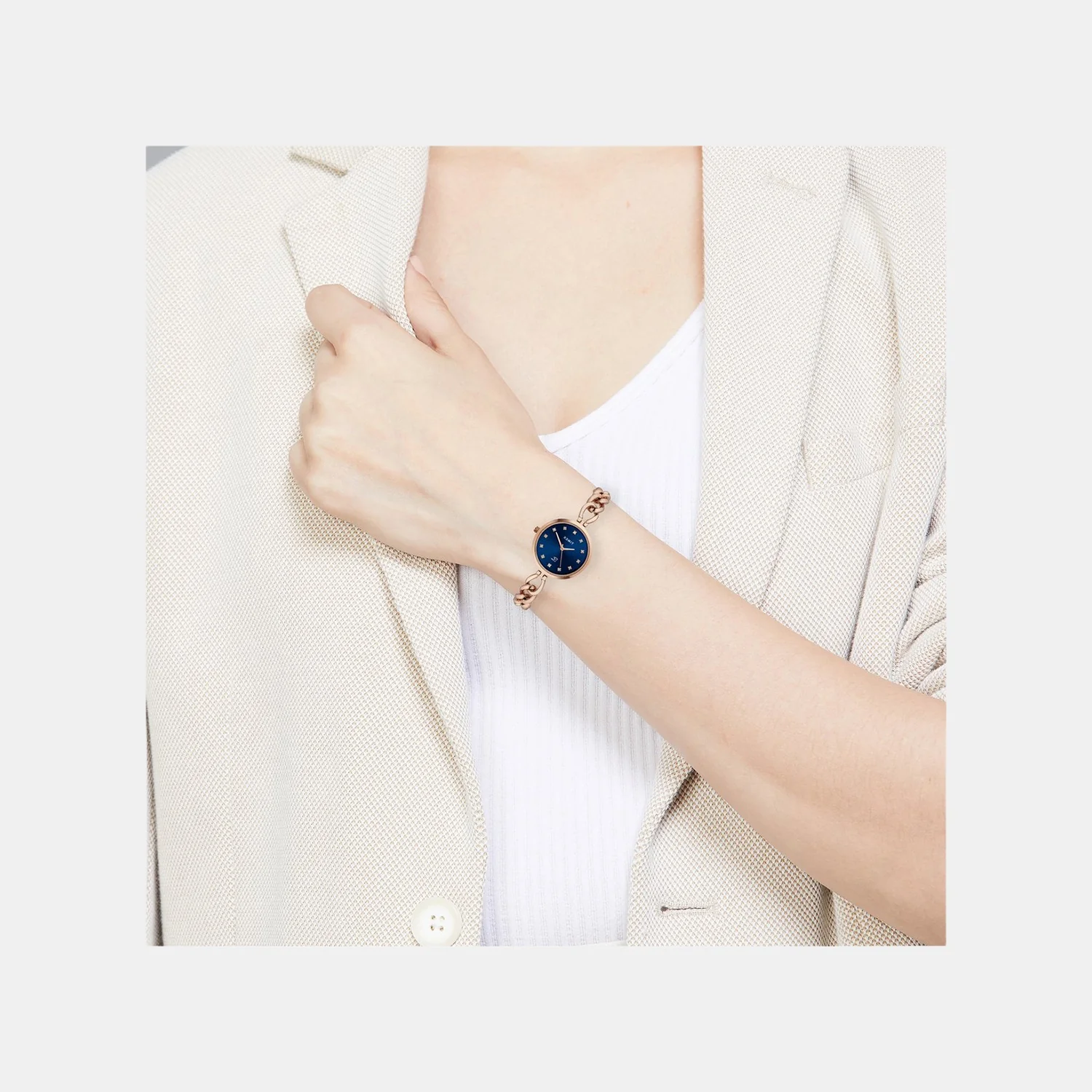 Fria Women Quartz Blue Dial Analog Brass Watch TWEL23802 - Image 5