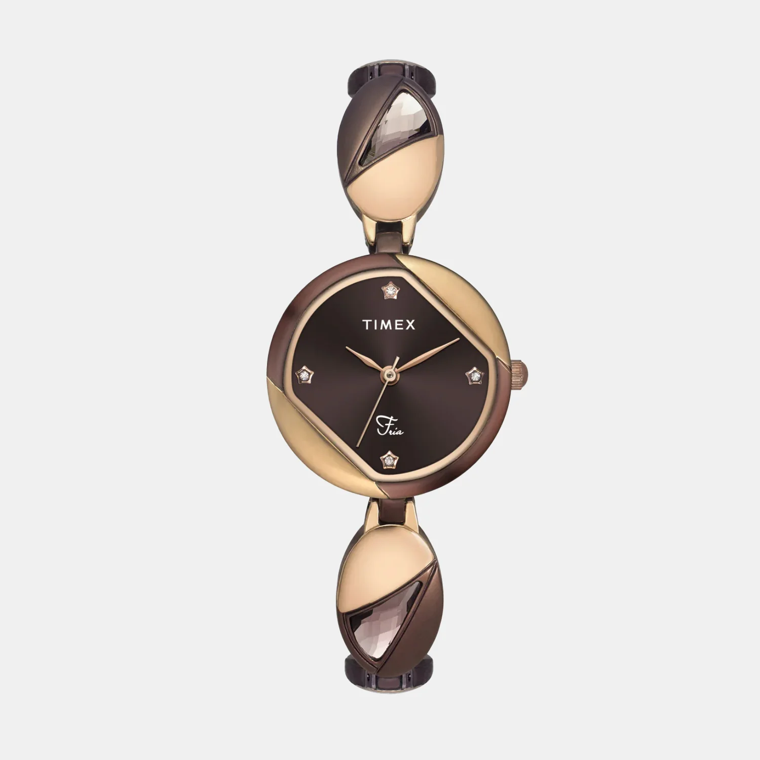 Fria Women Quartz Brown Dial Analog Stainless Steel Watch TWEL16303