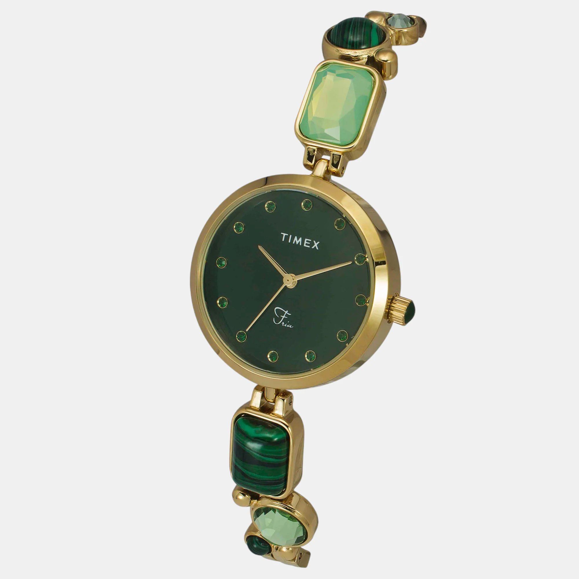 Fria Women Quartz Green Dial Analog Brass Watch TWEL17801 - Image 2