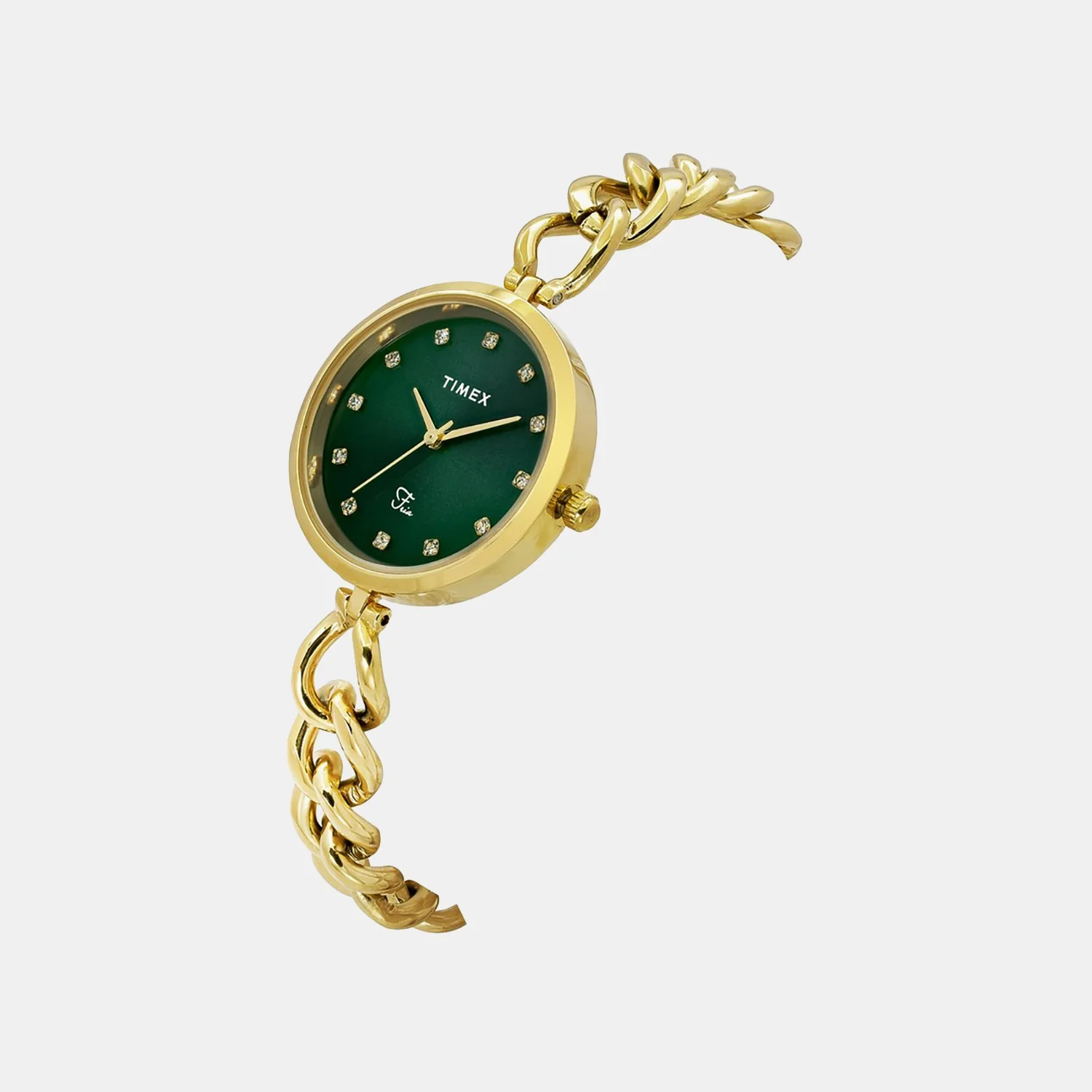 Fria Women Quartz Green Dial Analog Brass Watch TWEL23801 - Image 3
