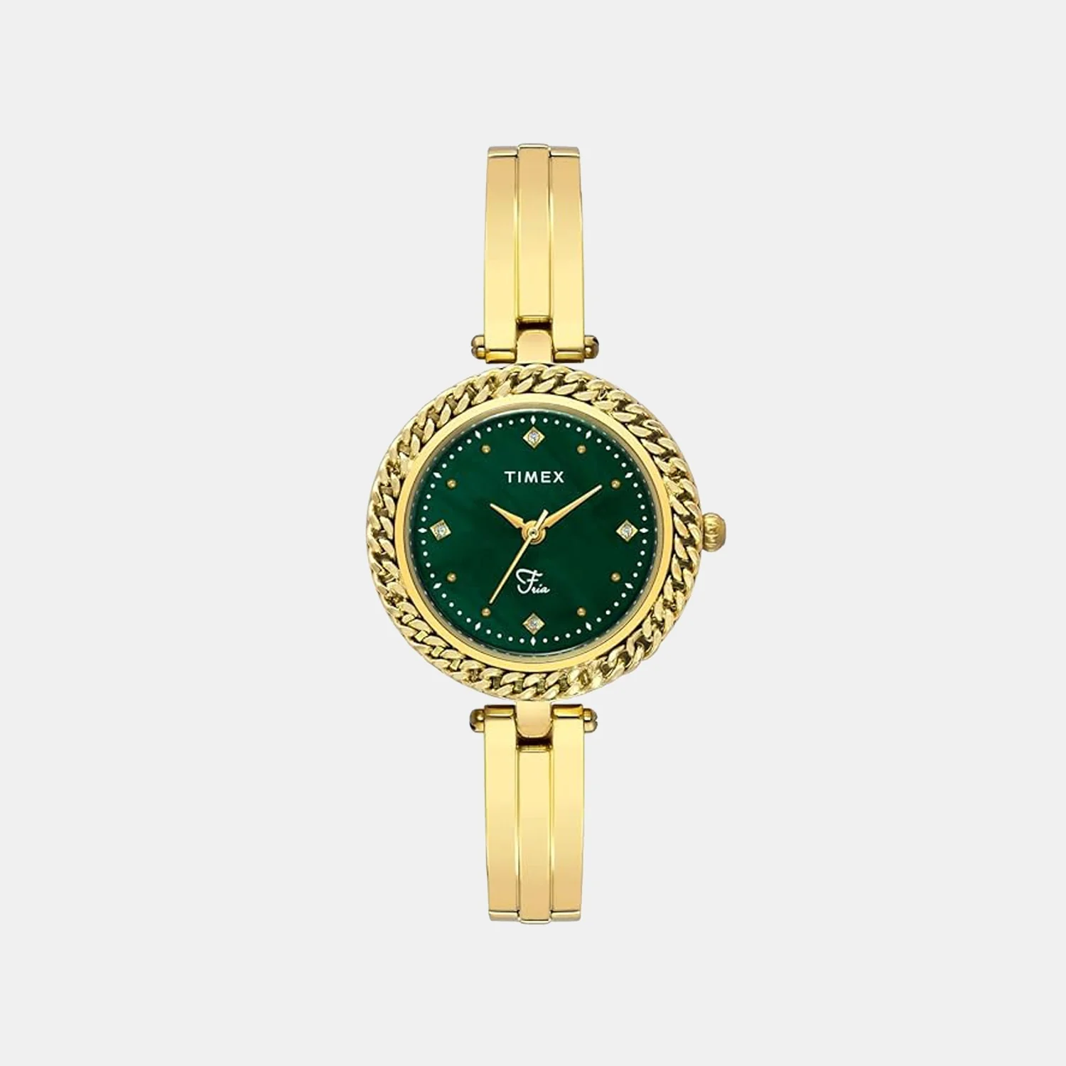 Fria Women Quartz Green Mother of Pearl Dial Analog Brass Watch TWEL24103