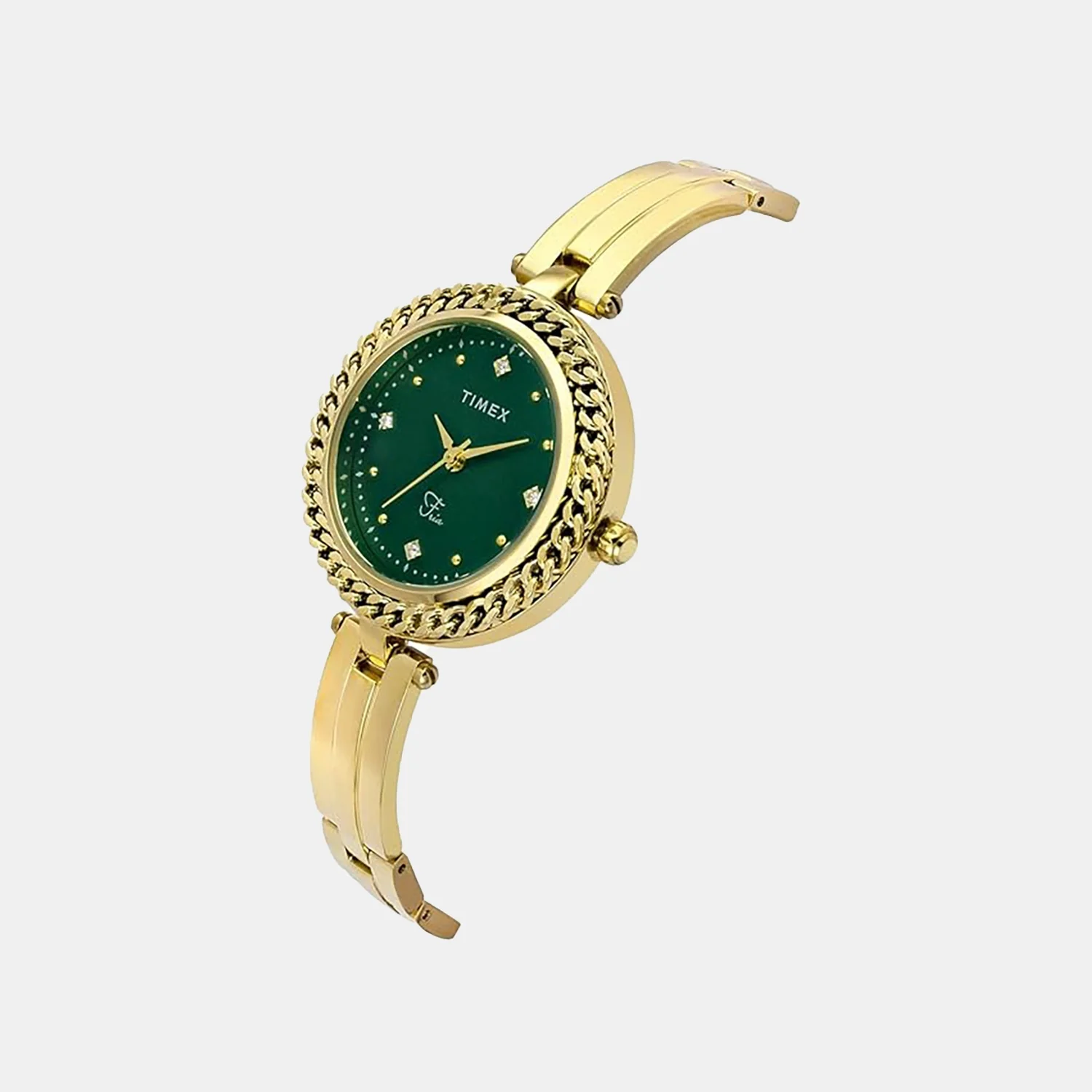 Fria Women Quartz Green Mother of Pearl Dial Analog Brass Watch TWEL24103 - Image 2