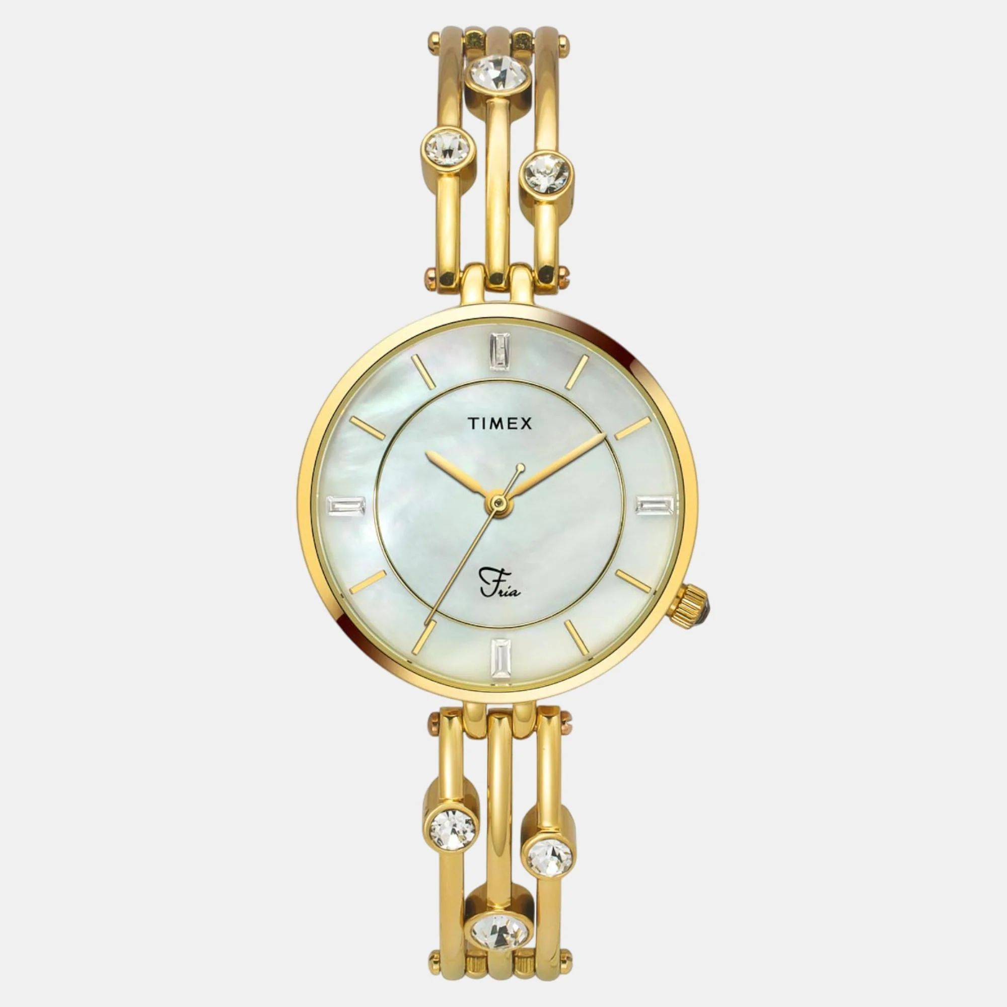 Fria Women Quartz Mother Of Pearl Dial Analog Brass Watch TWEL16004