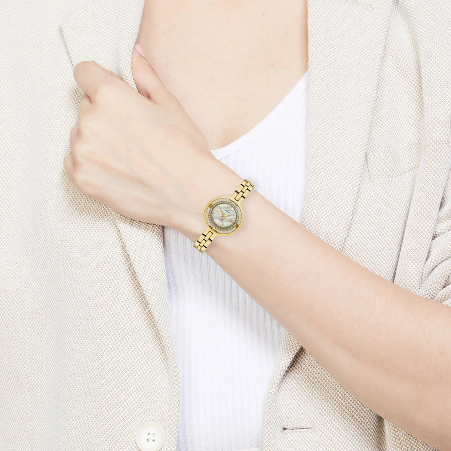 Fria Women Quartz Mother of Pearl Dial Analog Brass Watch TWEL24301 - Image 6