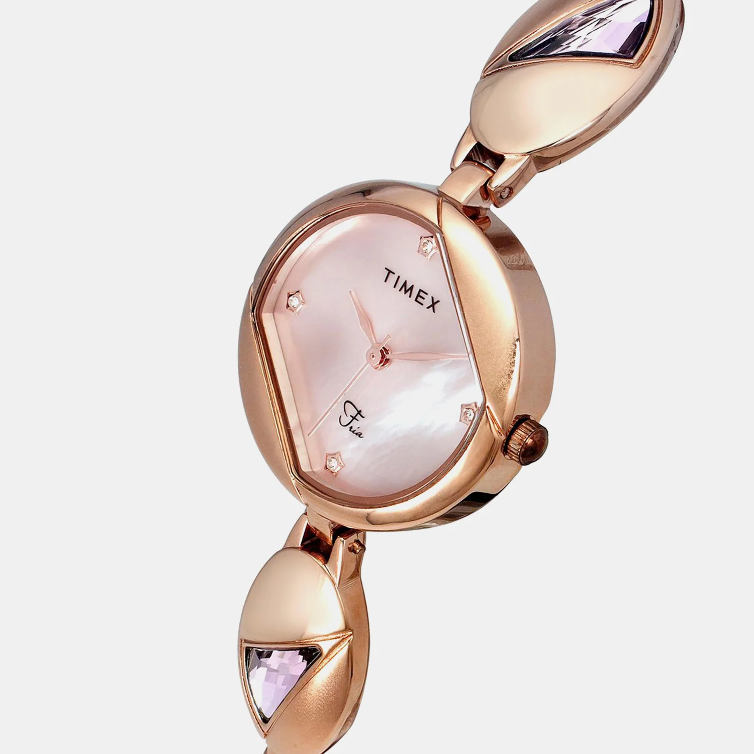 Fria Women Quartz Pink Dial Analog Stainless Steel Watch TWEL16302 - Image 2