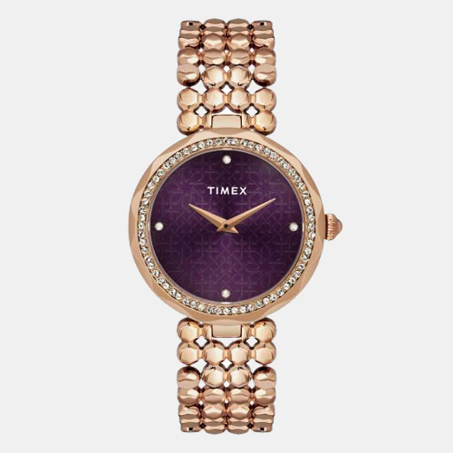 Fria Women Quartz Purple Dial Analog Brass Watch TWEL13903