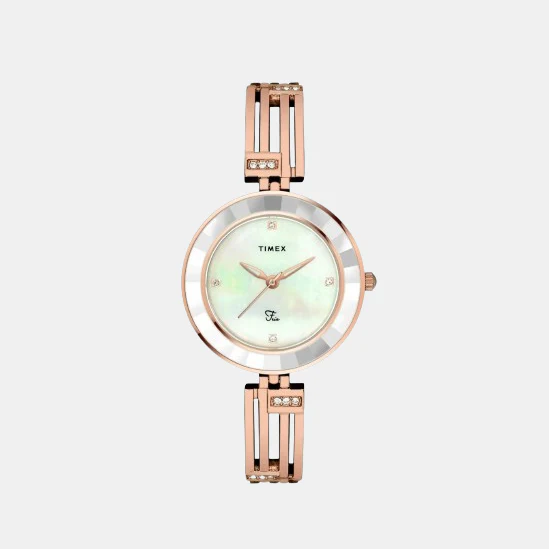 Fria Women Quartz White Dial Analog Brass Watch TWEL16200