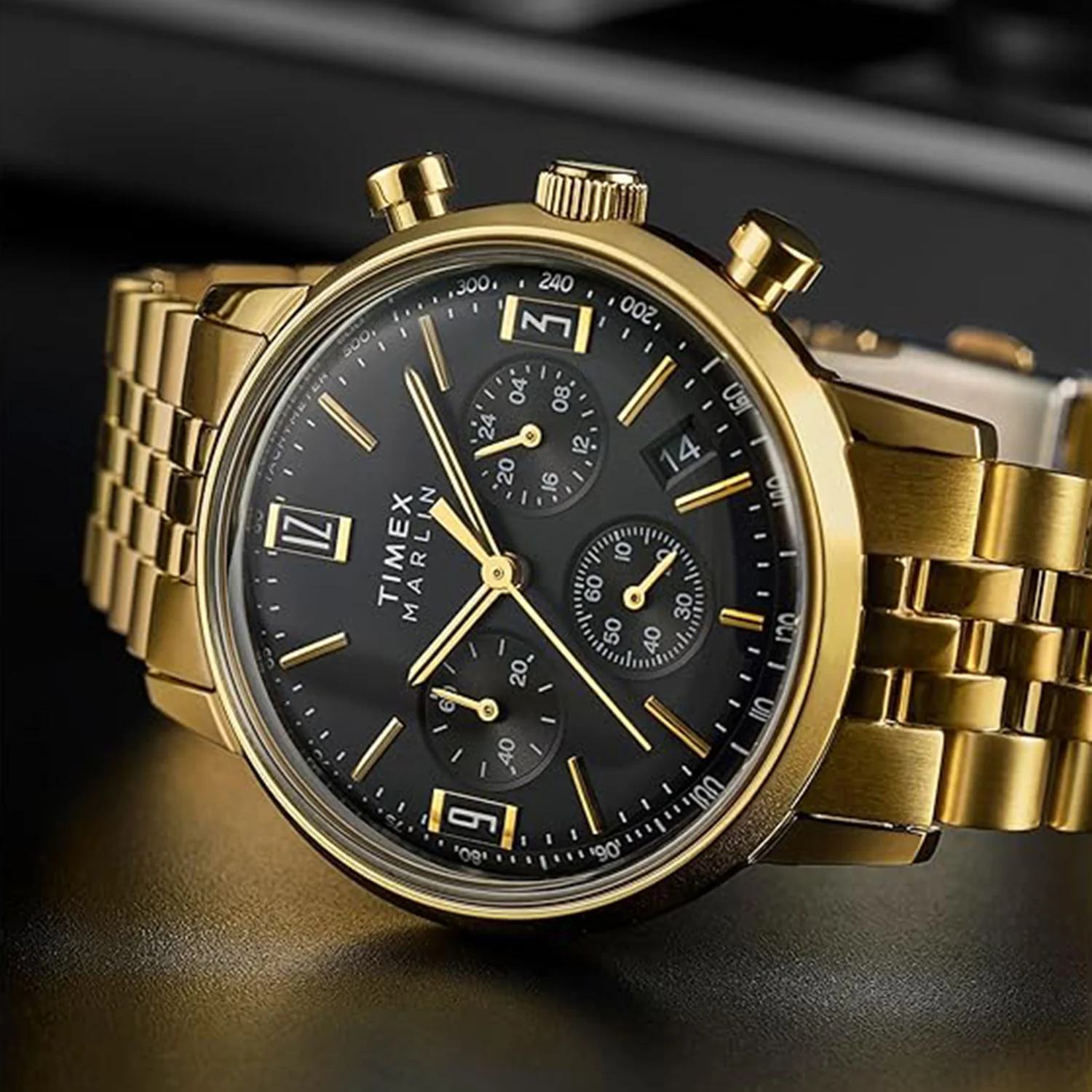 Marlin Men Quartz Black Dial Chronograph Stainless Steel Watch TWEG26706 - Image 6