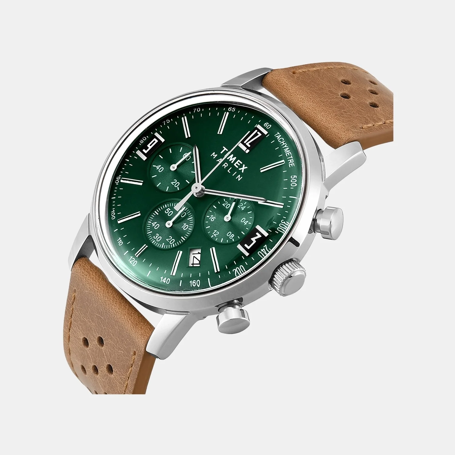 Marlin Men Quartz Green Dial Chronograph Leather Watch TWEG26702 - Image 2