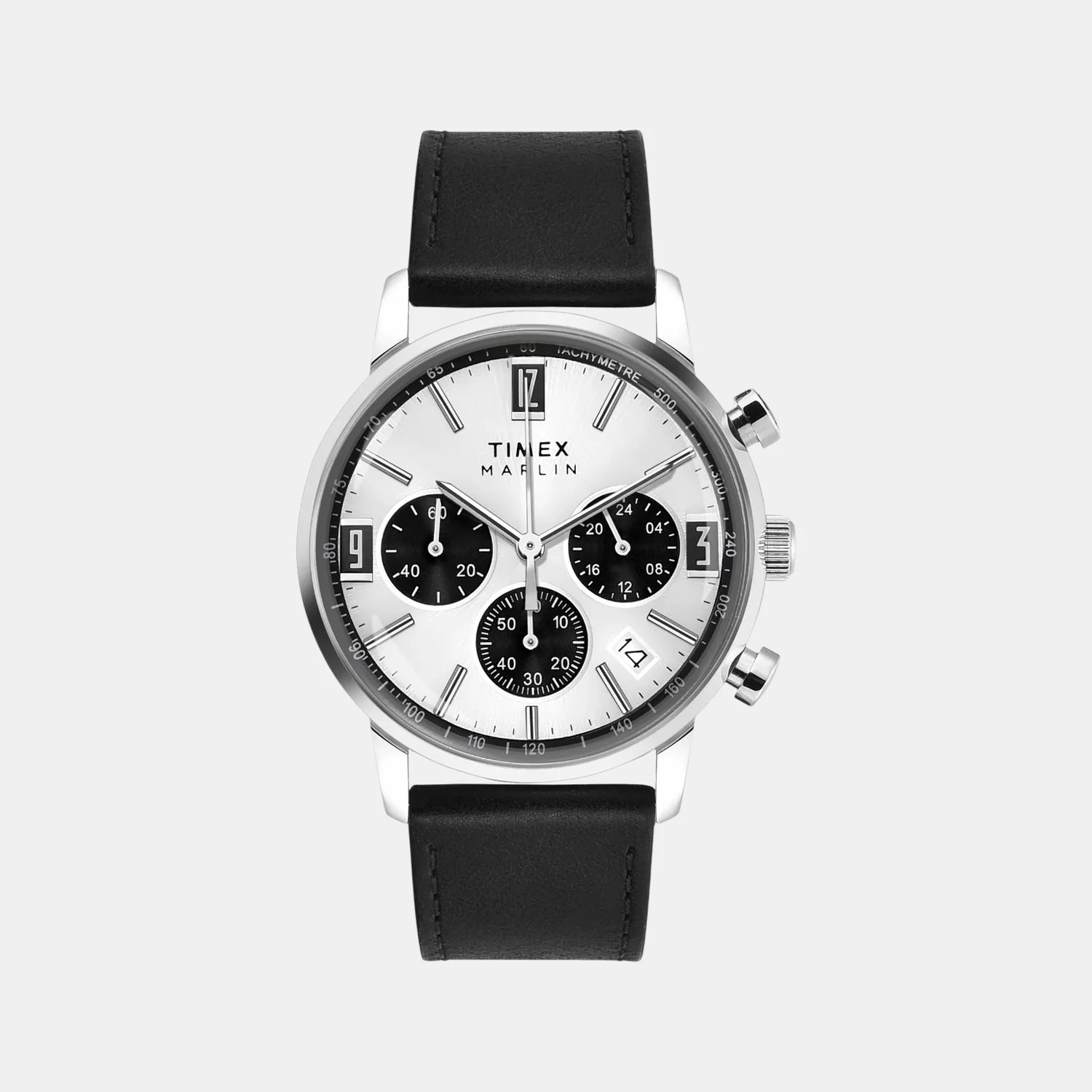 Marlin Men Quartz Silver Dial Chronograph Leather Watch TWEG26703