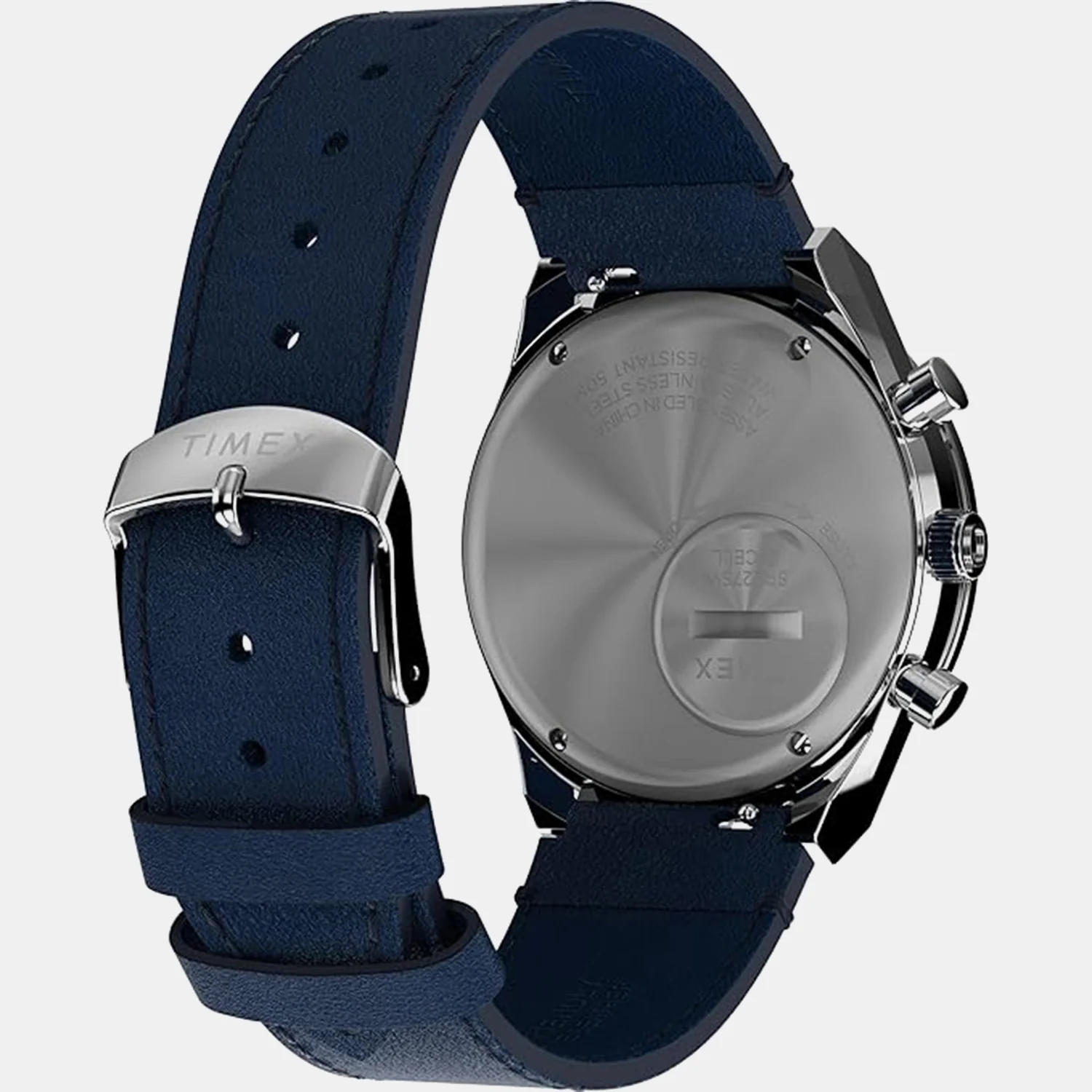 Q Timex Men Quartz Blue Dial Analog Leather Watch TWEG26407 - Image 2