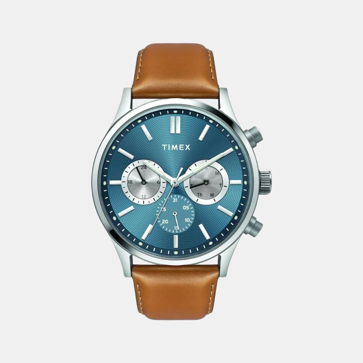 Men Quartz Blue Dial Chronograph Leather Watch TWEG19601