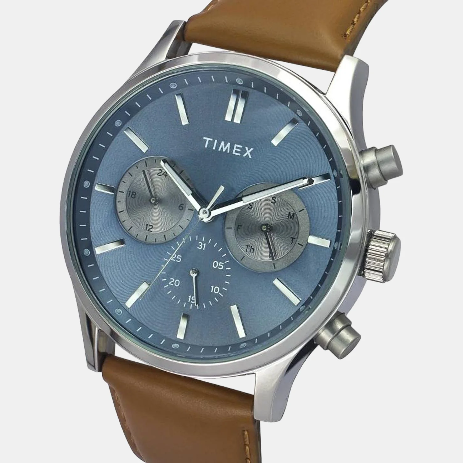 Men Quartz Blue Dial Chronograph Leather Watch TWEG19601 - Image 2