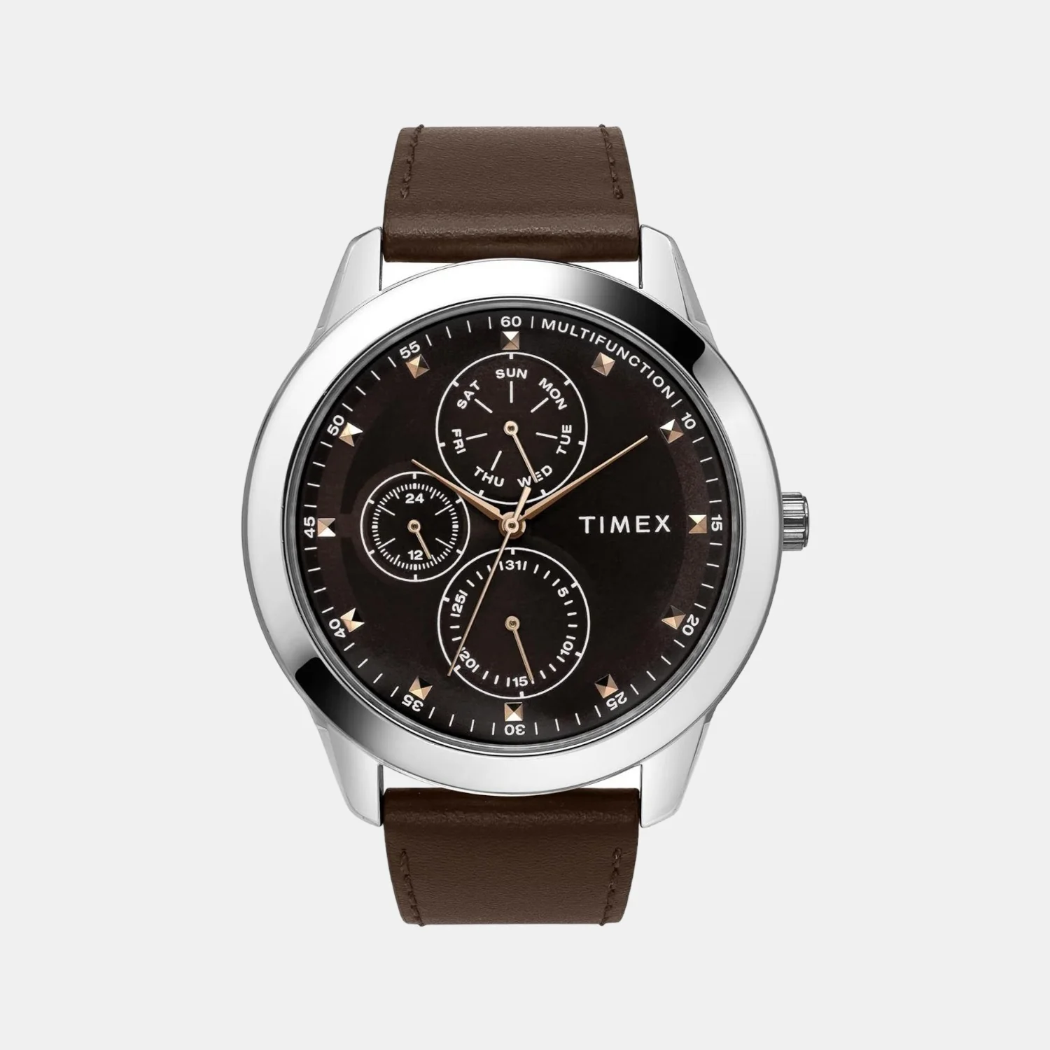 Men Quartz Brown Dial Chronograph Leather Watch TWEG18501