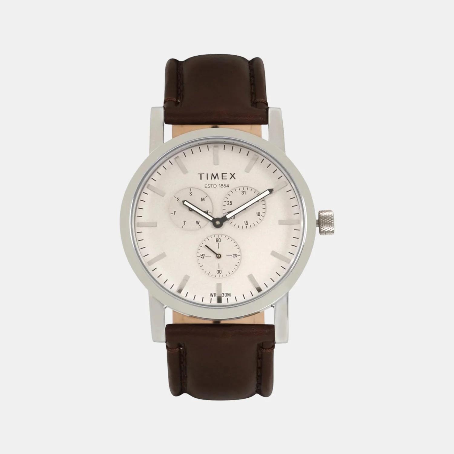 Men Quartz Grey Dial Chronograph Leather Watch TWEG16606