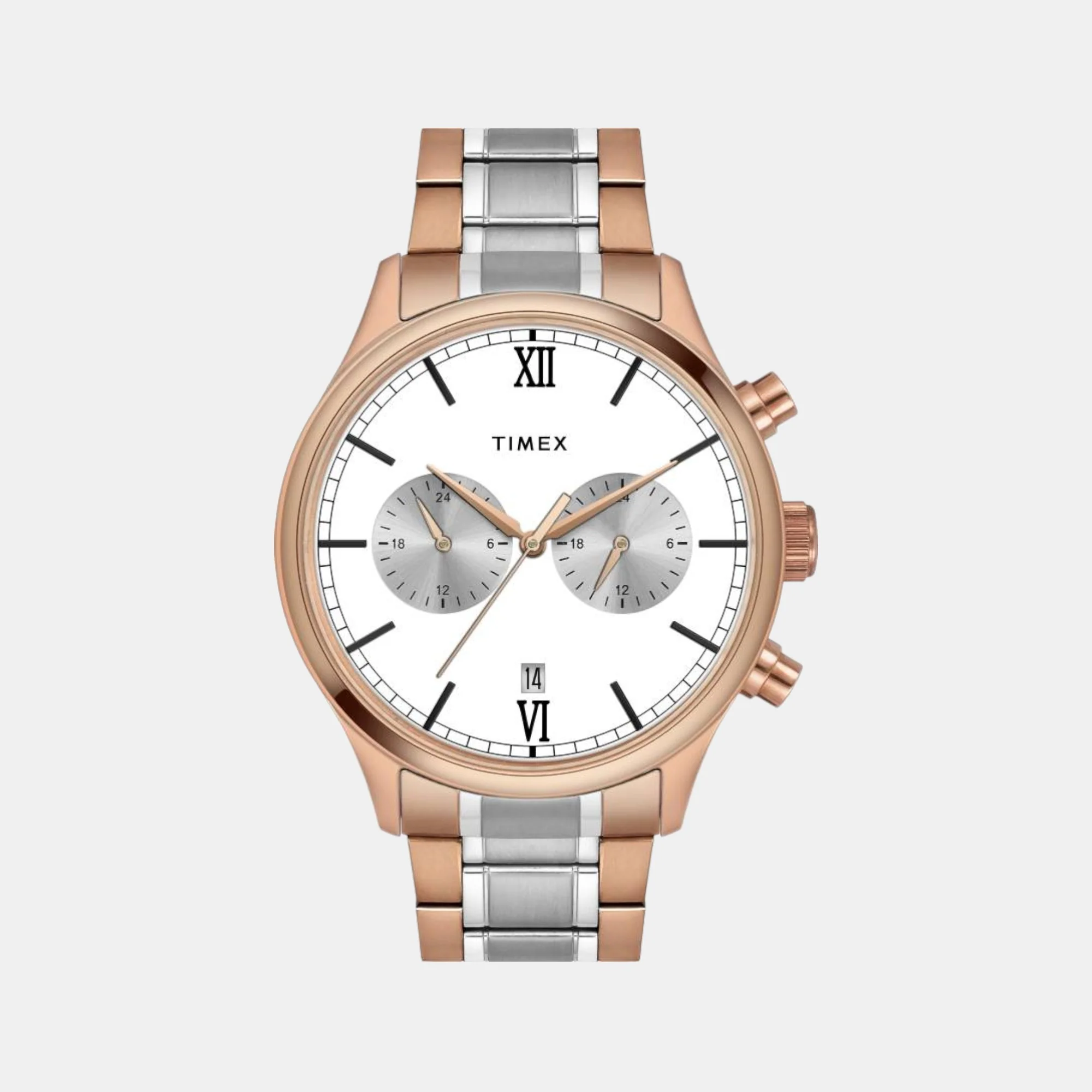 Men Quartz White Dial Chronograph Stainless Steel Watch TWEG19810