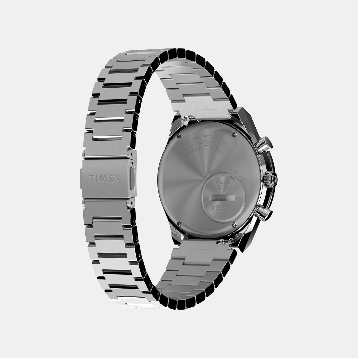 Q Timex Men Quartz White Dial Chronograph Stainless Steel Watch TWEG26400 - Image 5