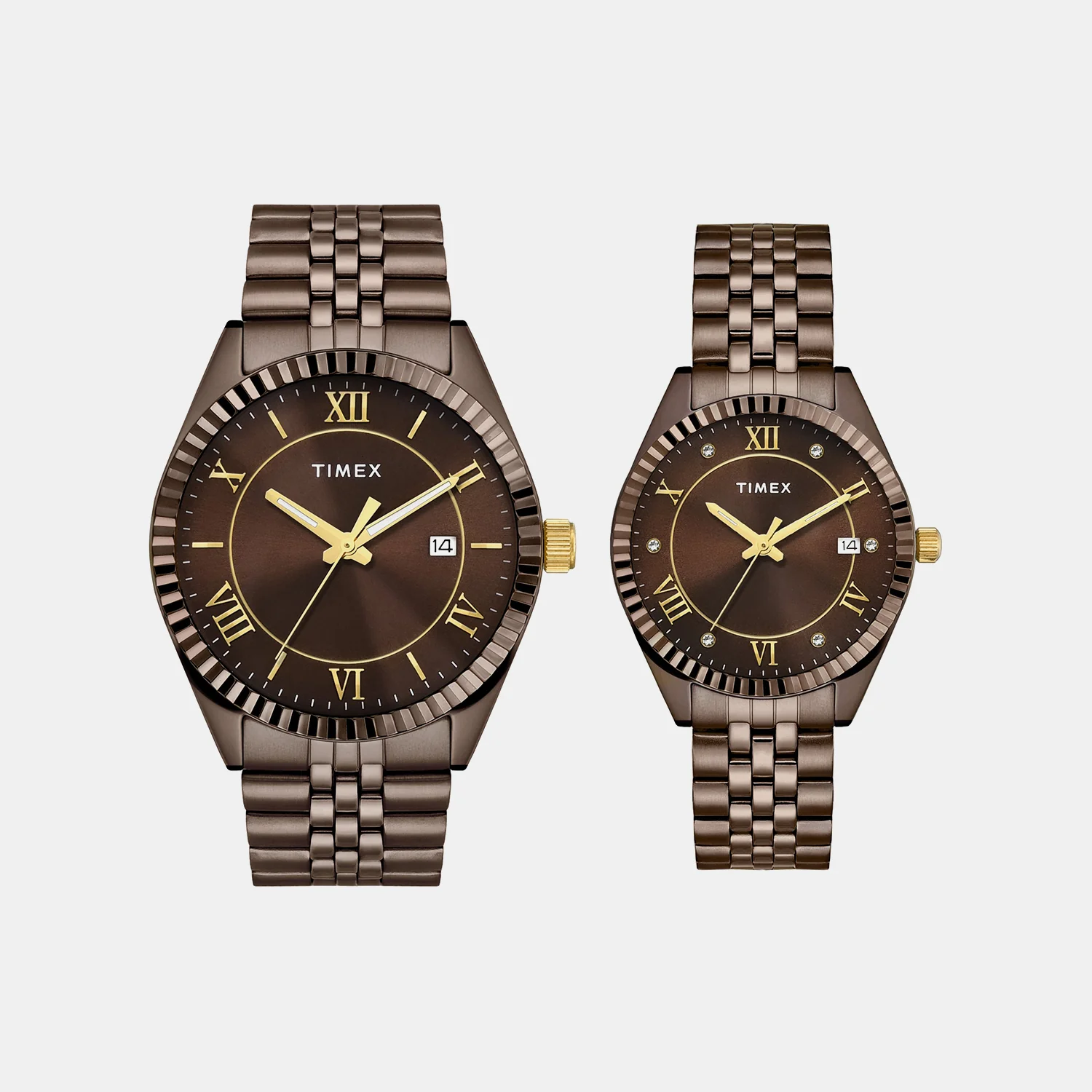 Trendline Couple Quartz Brown Dial Analog Stainless Steel Watch TW00PR344