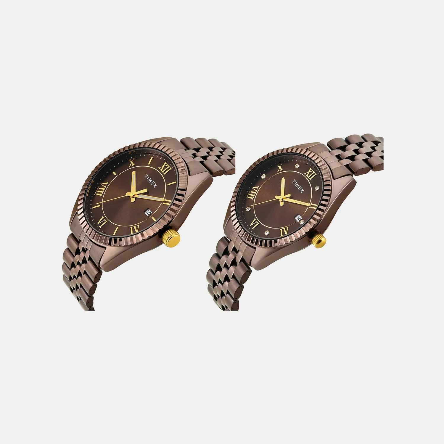 Trendline Couple Quartz Brown Dial Analog Stainless Steel Watch TW00PR344 - Image 2