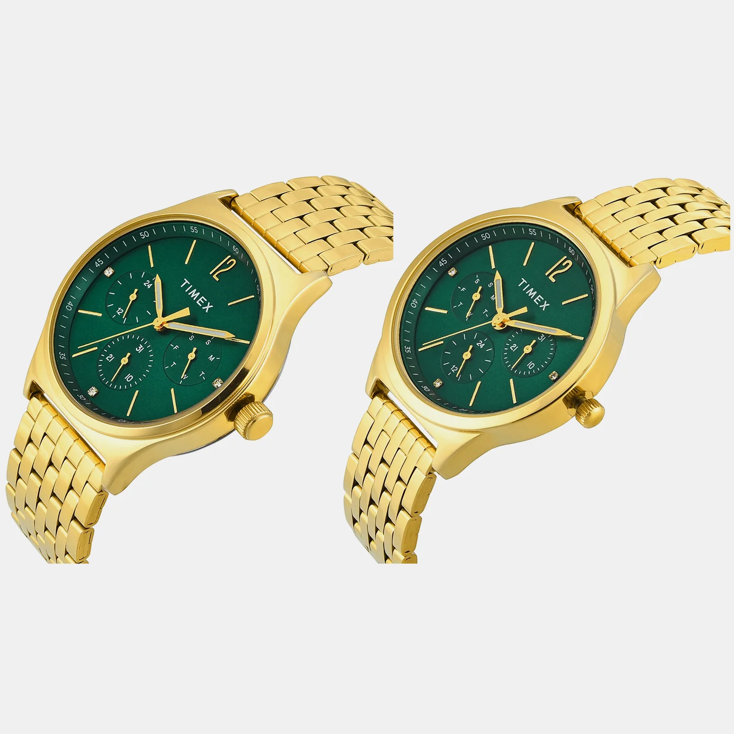 Trendline Couple Quartz Green Dial Multi-Function Stainless Steel Watch TW00PR348 - Image 2