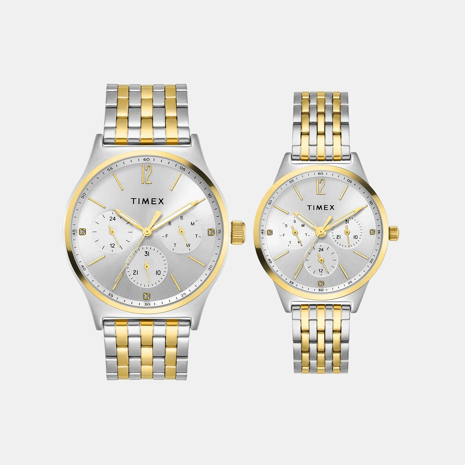 Trendline Couple Quartz Silver Dial Multi-Function Stainless Steel Watch TW00PR350
