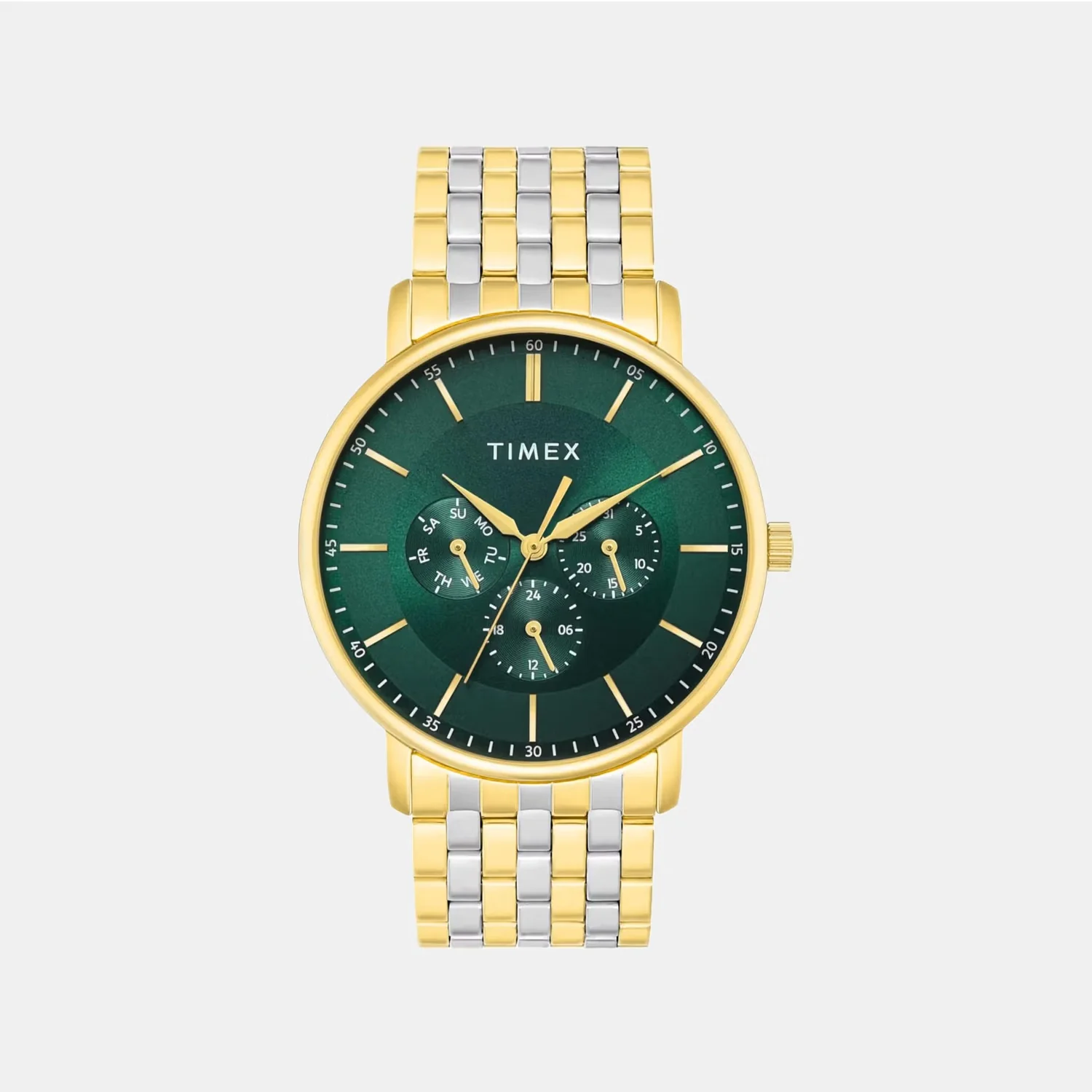Trendline Men Quartz Green Dial Multi-Function Stainless Steel Watch TWTG12806