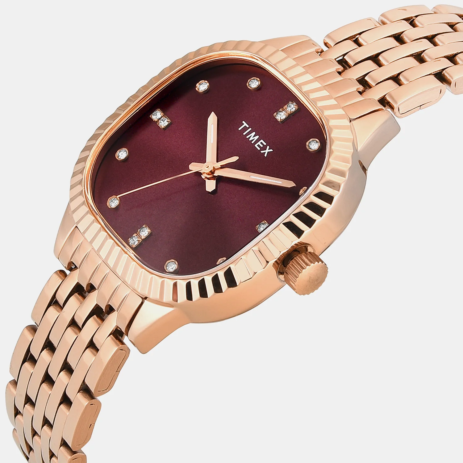 Trendline Women Quartz Burgundy Dial Analog Stainless Steel Watch TWEL27300 - Image 2