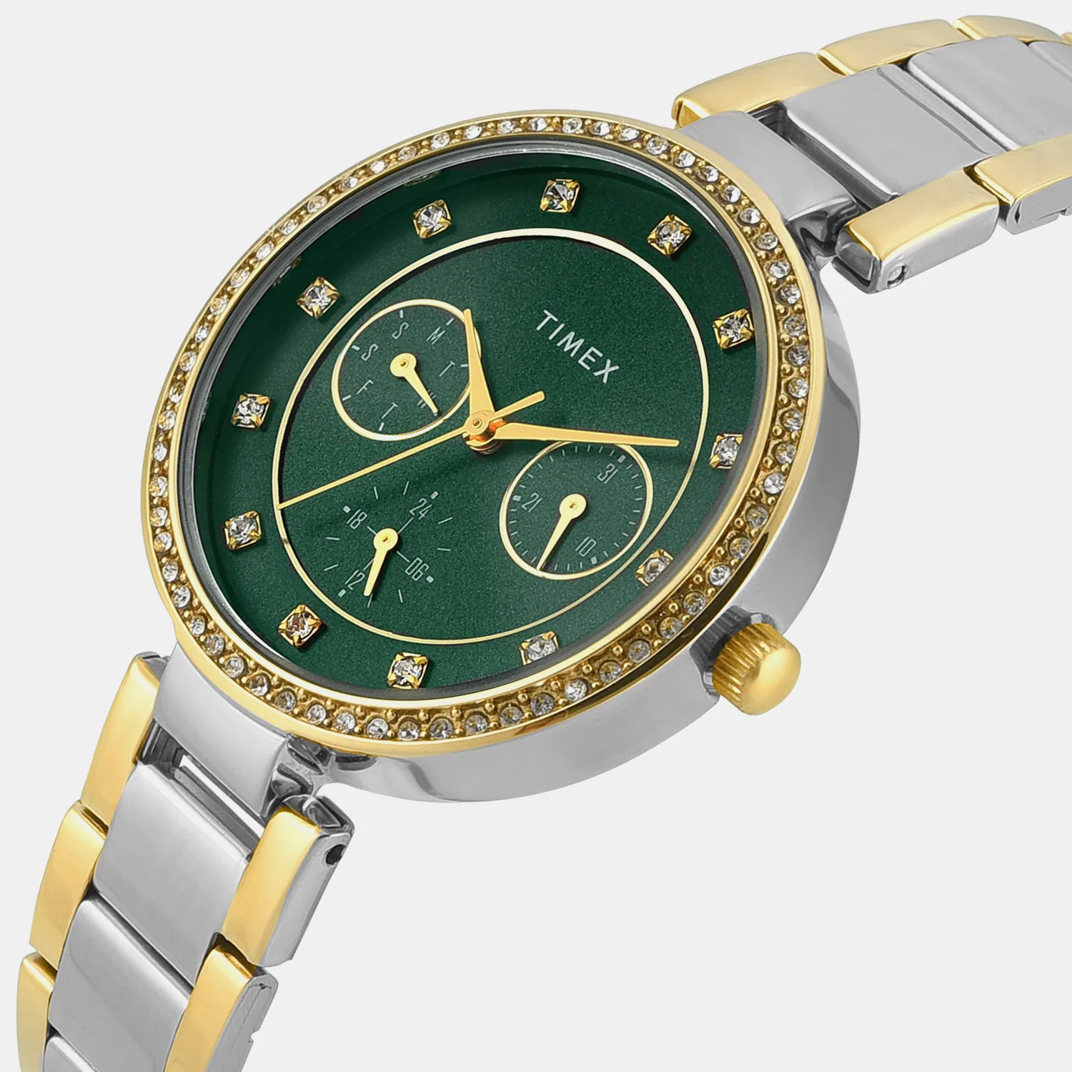 Trendline Women Quartz Green Dial Analog Stainless Steel Watch TWEL18710 - Image 2