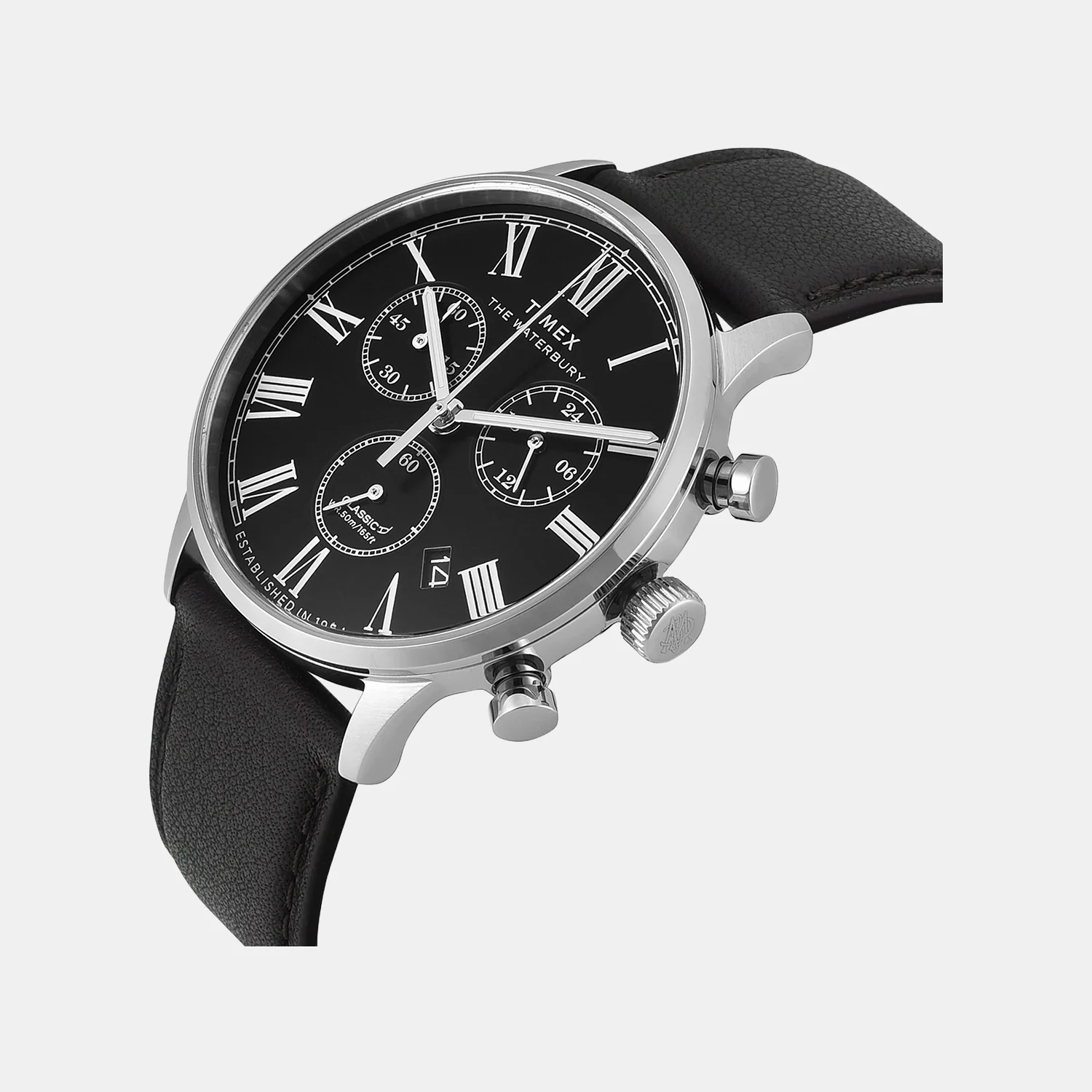 Waterbury Men Quartz Black Dial Chronograph Leather Watch TWEG26602 - Image 2