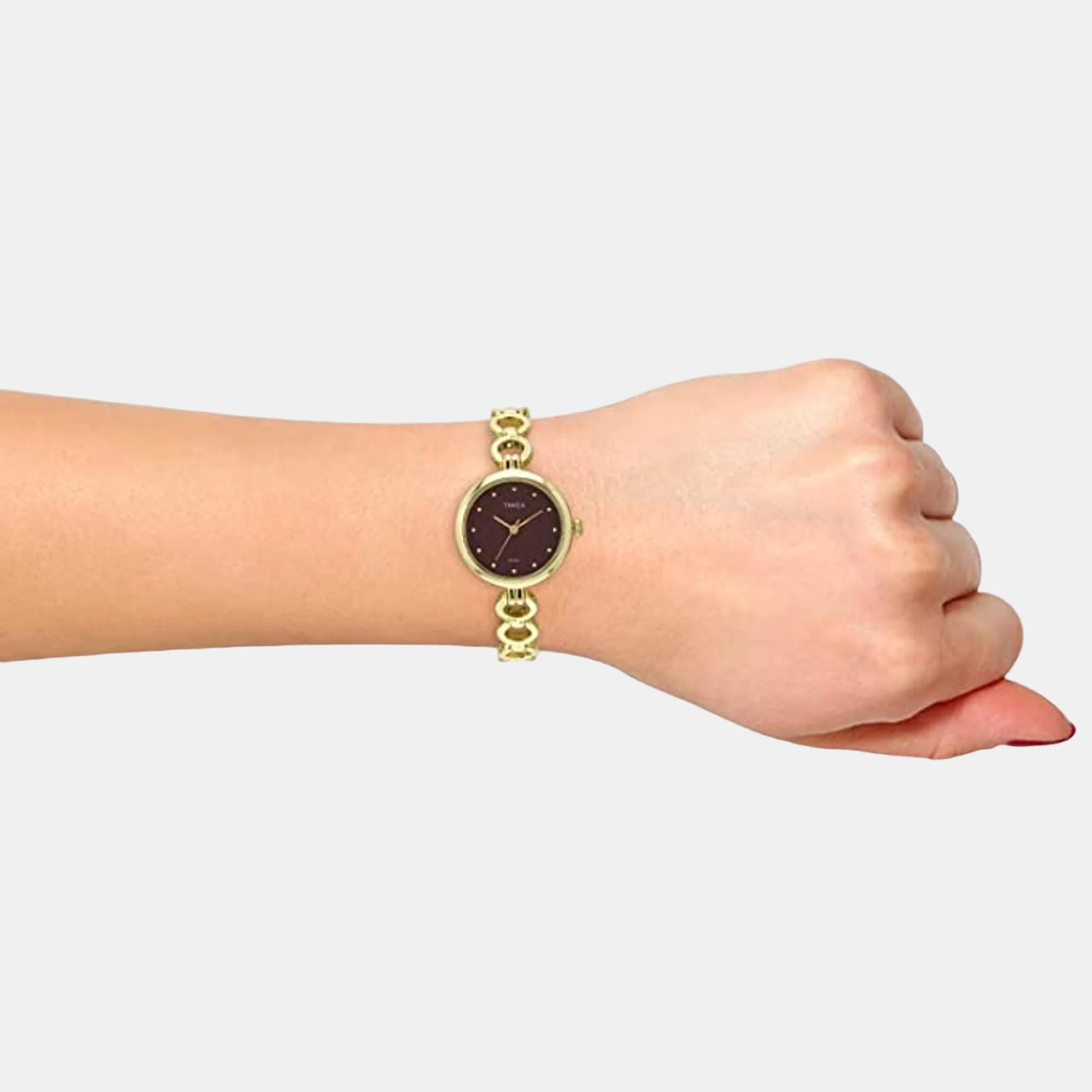 Women Quartz Maroon Dial Analog Brass Watch TWEL11415 - Image 3