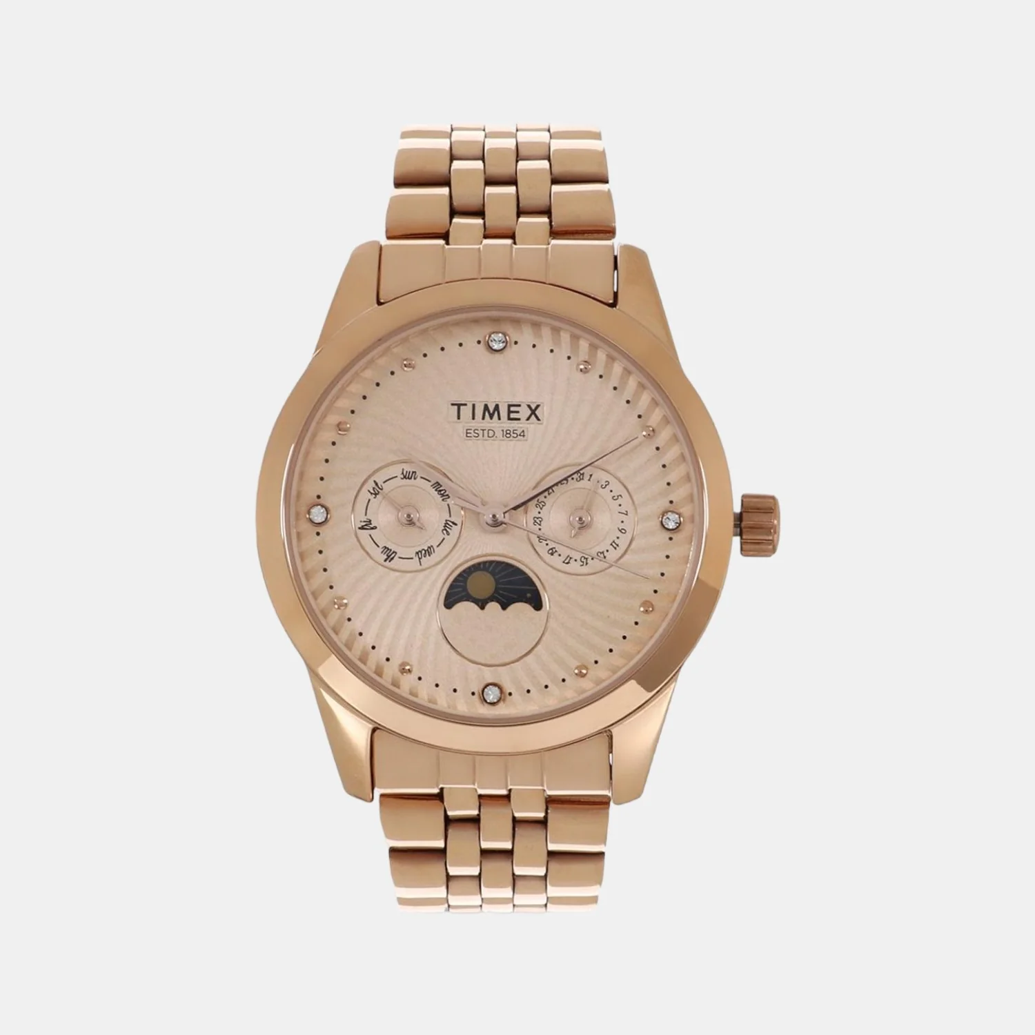 Women Quartz Rose Gold Dial Chronograph Stainless Steel Watch TWEL13105