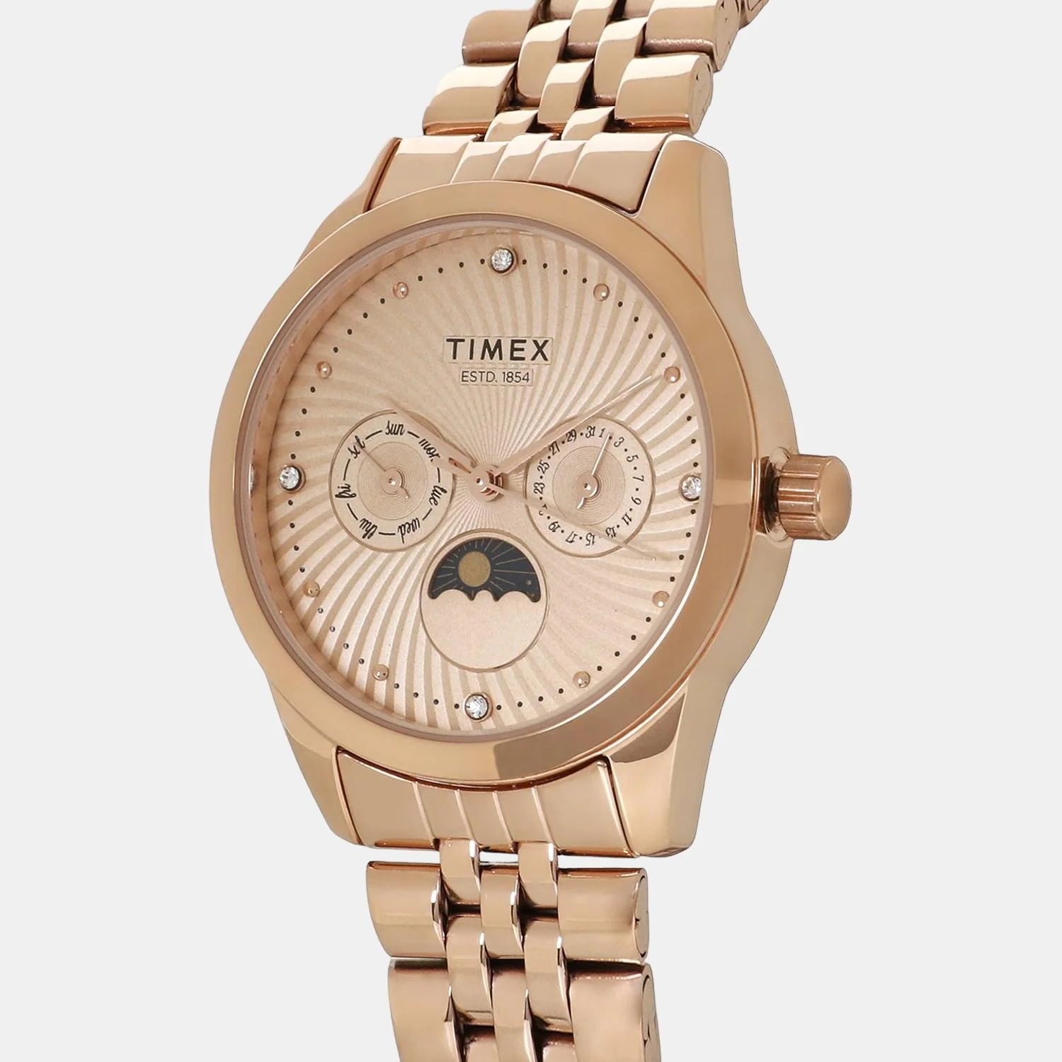 Women Quartz Rose Gold Dial Chronograph Stainless Steel Watch TWEL13105 - Image 3