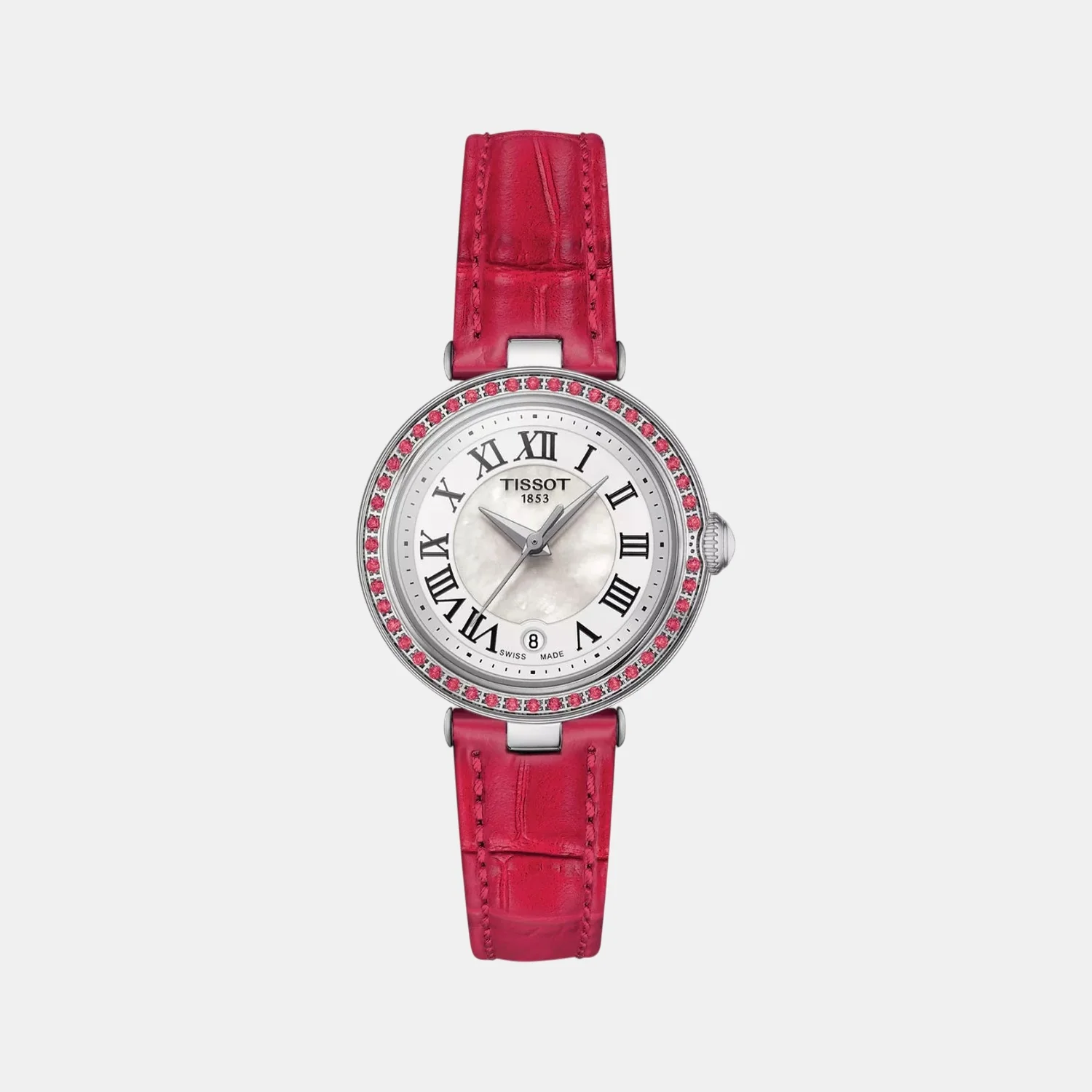 Bellissima Women Quartz White Mother Of Pearl Analog Leather Watch T1260106611300