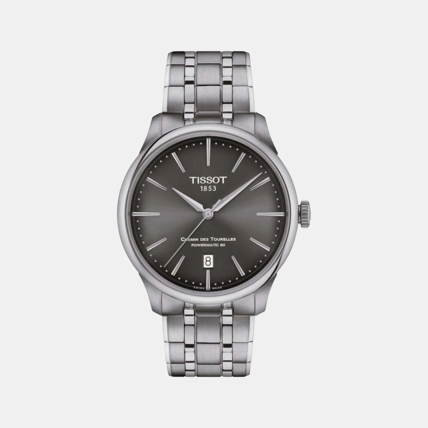Chemin Des Tourelles Men Automatic Grey Dial Analog Stainless steel Watch T1398071106100