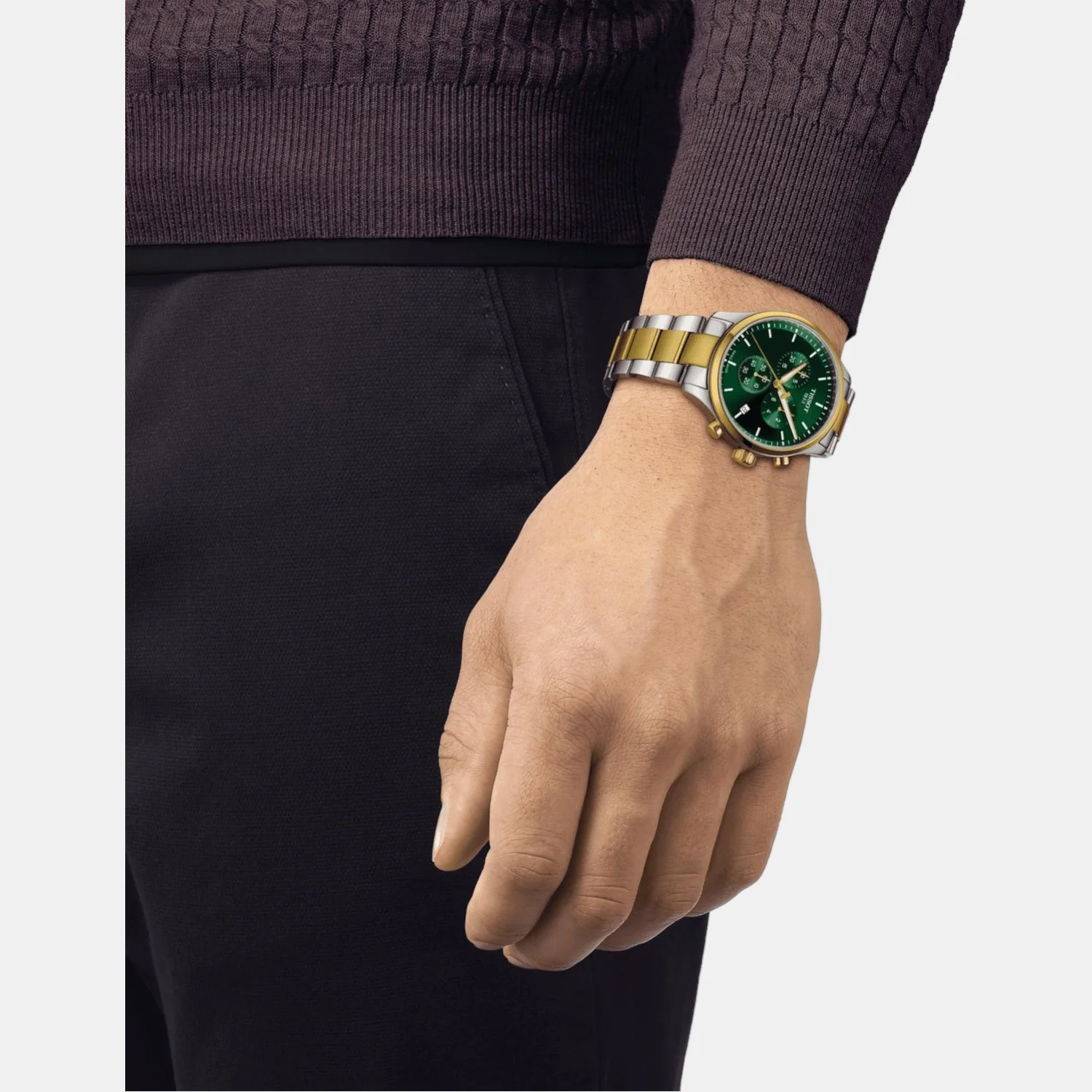 Chrono Xl Classic Men Quartz Green Dial Chronograph Stainless Steel Watch T1166172209100 - Image 4