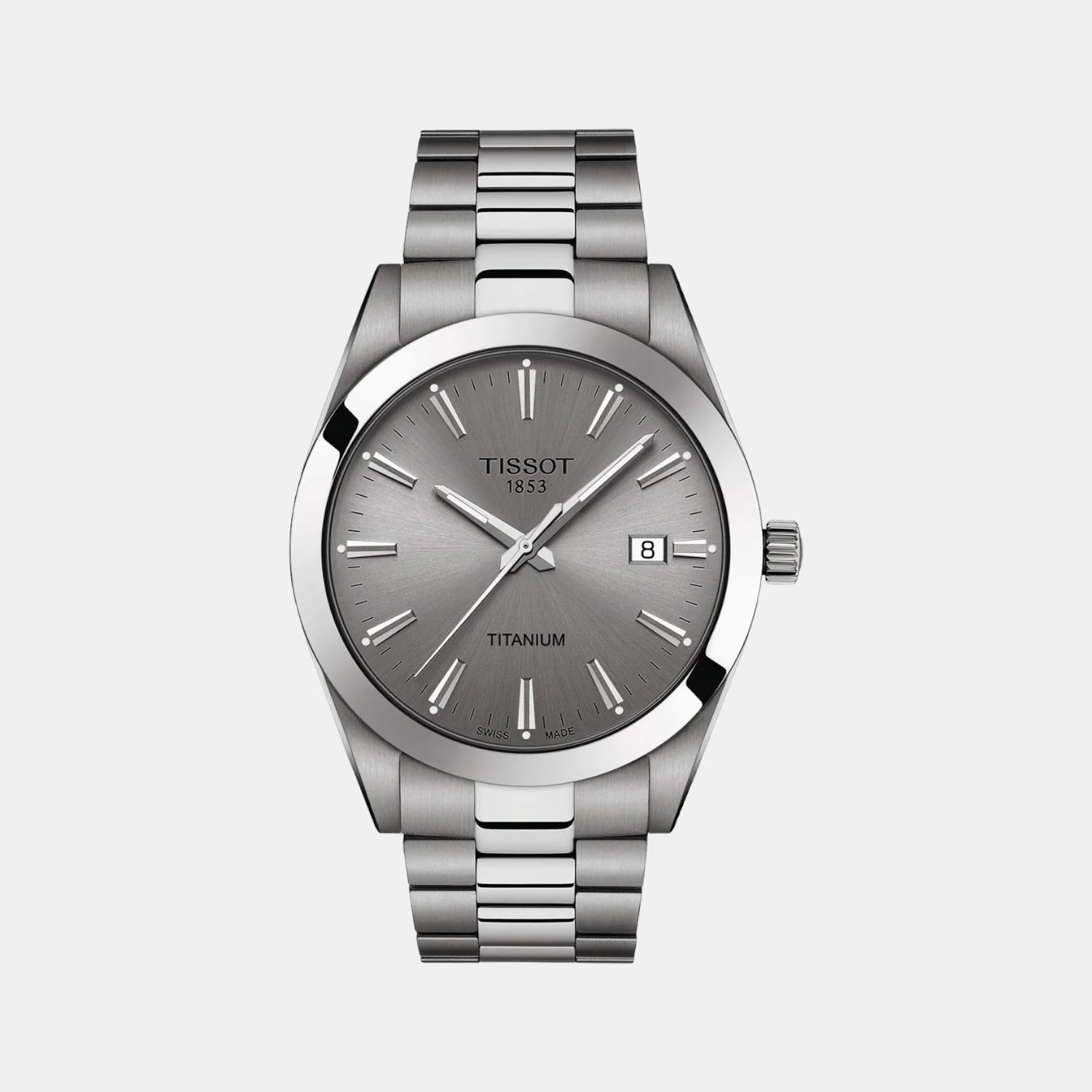 Gentleman Men Quartz Grey Dial Analog Titanium Watch T1274104408100