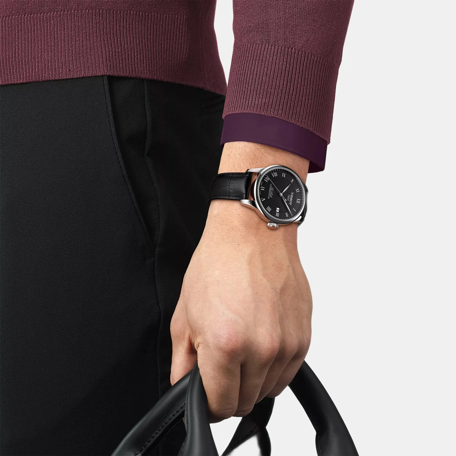 Le Locle Men Automatic Black Dial Analog Leather Watch T0064071605300 - Image 5