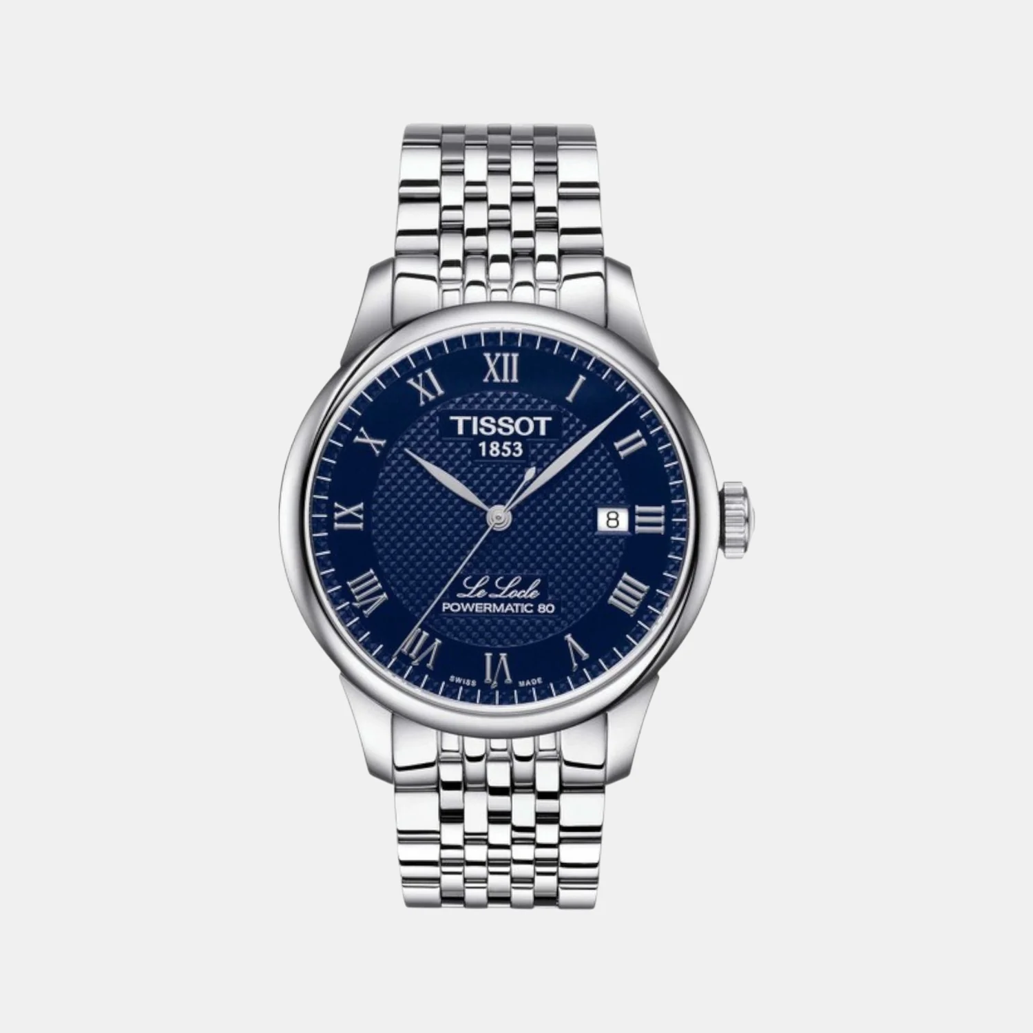 Le Locle Men Automatic Blue Dial Analog Stainless Steel Watch T0064071104300